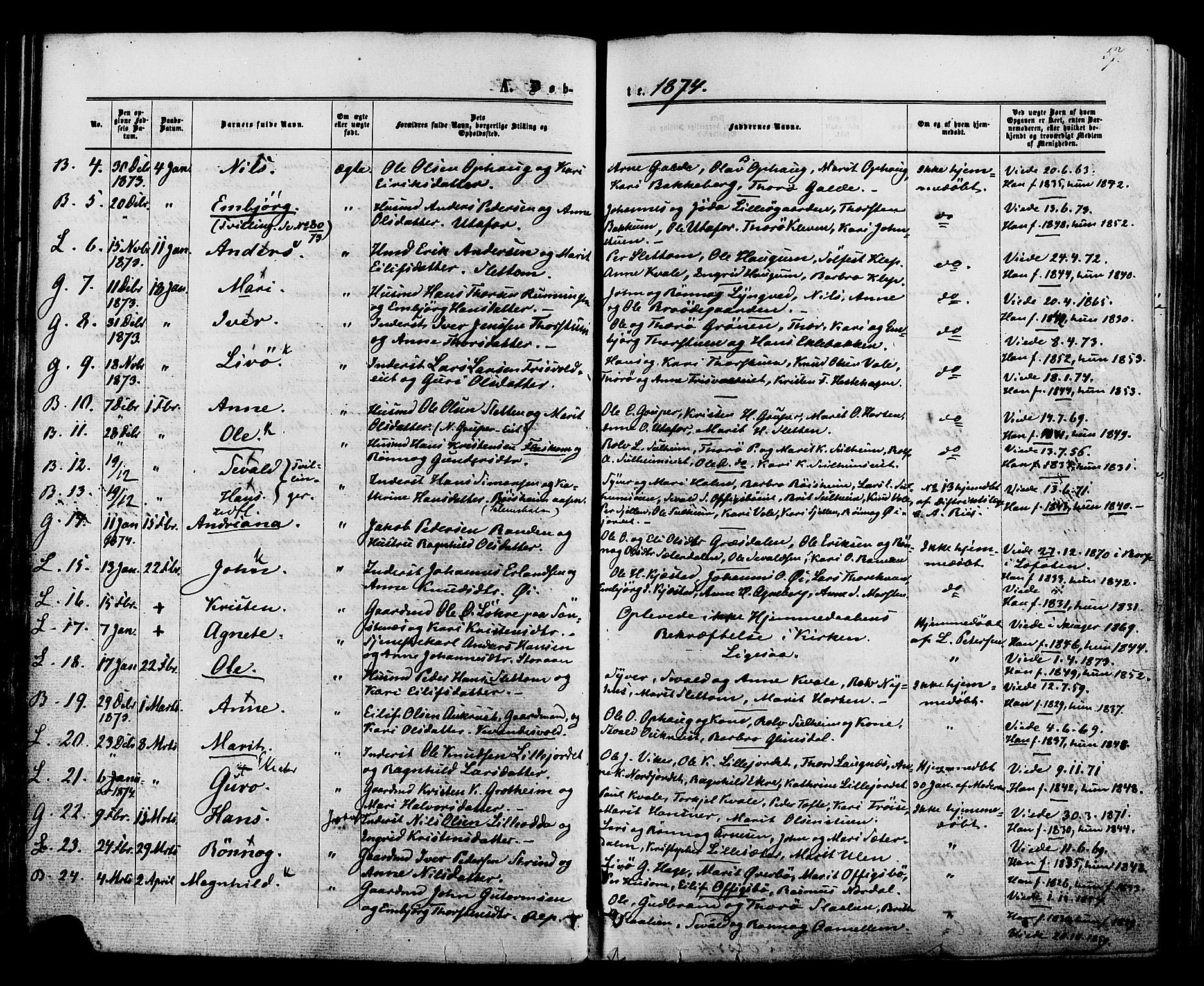 Lom prestekontor, AV/SAH-PREST-070/K/L0007: Parish register (official) no. 7, 1863-1884, p. 57