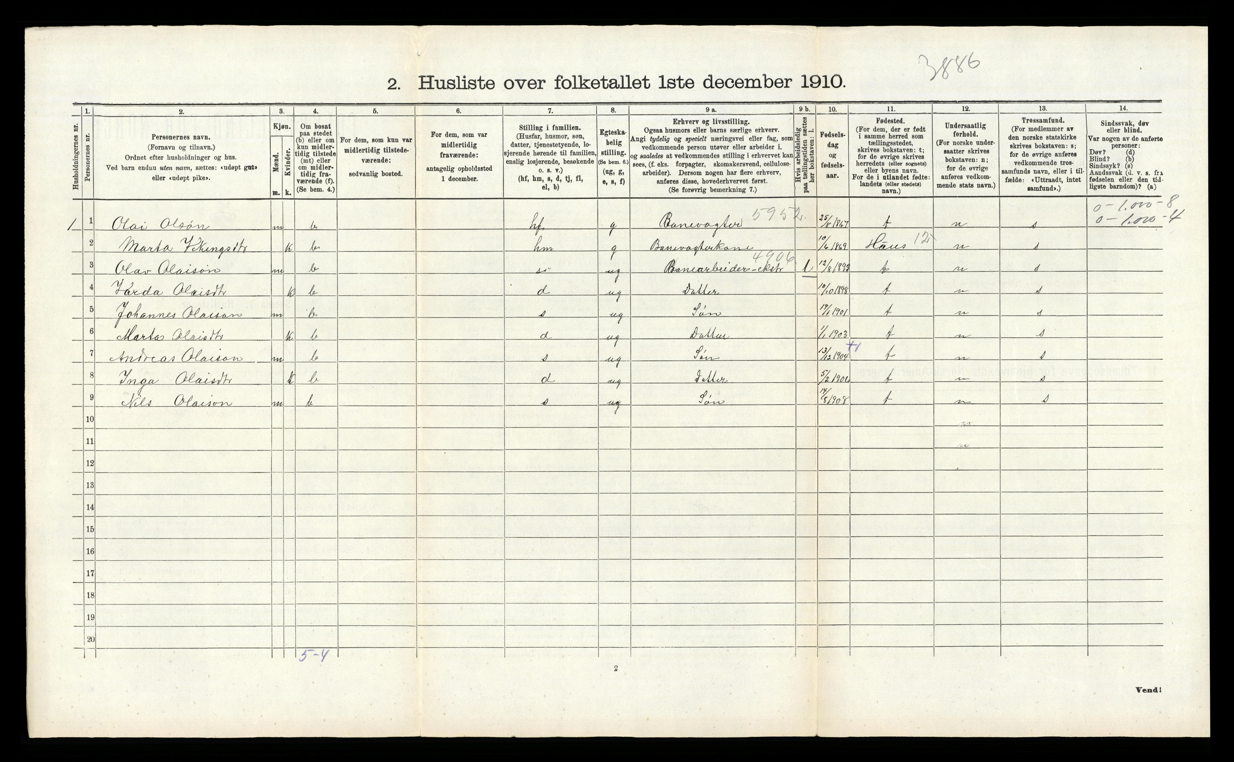 RA, 1910 census for Bruvik, 1910, p. 89