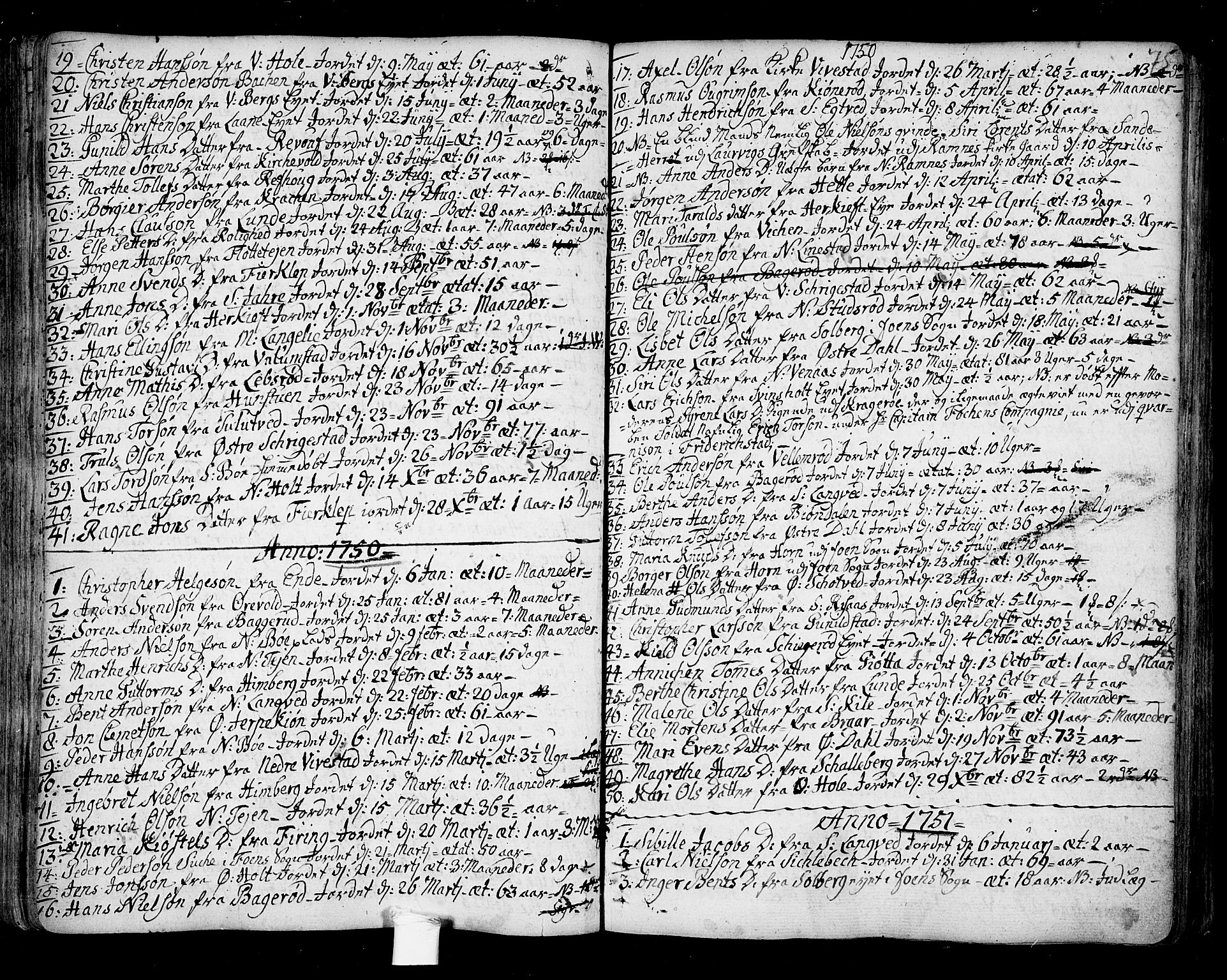 Ramnes kirkebøker, SAKO/A-314/F/Fa/L0001: Parish register (official) no. I 1, 1732-1774, p. 75