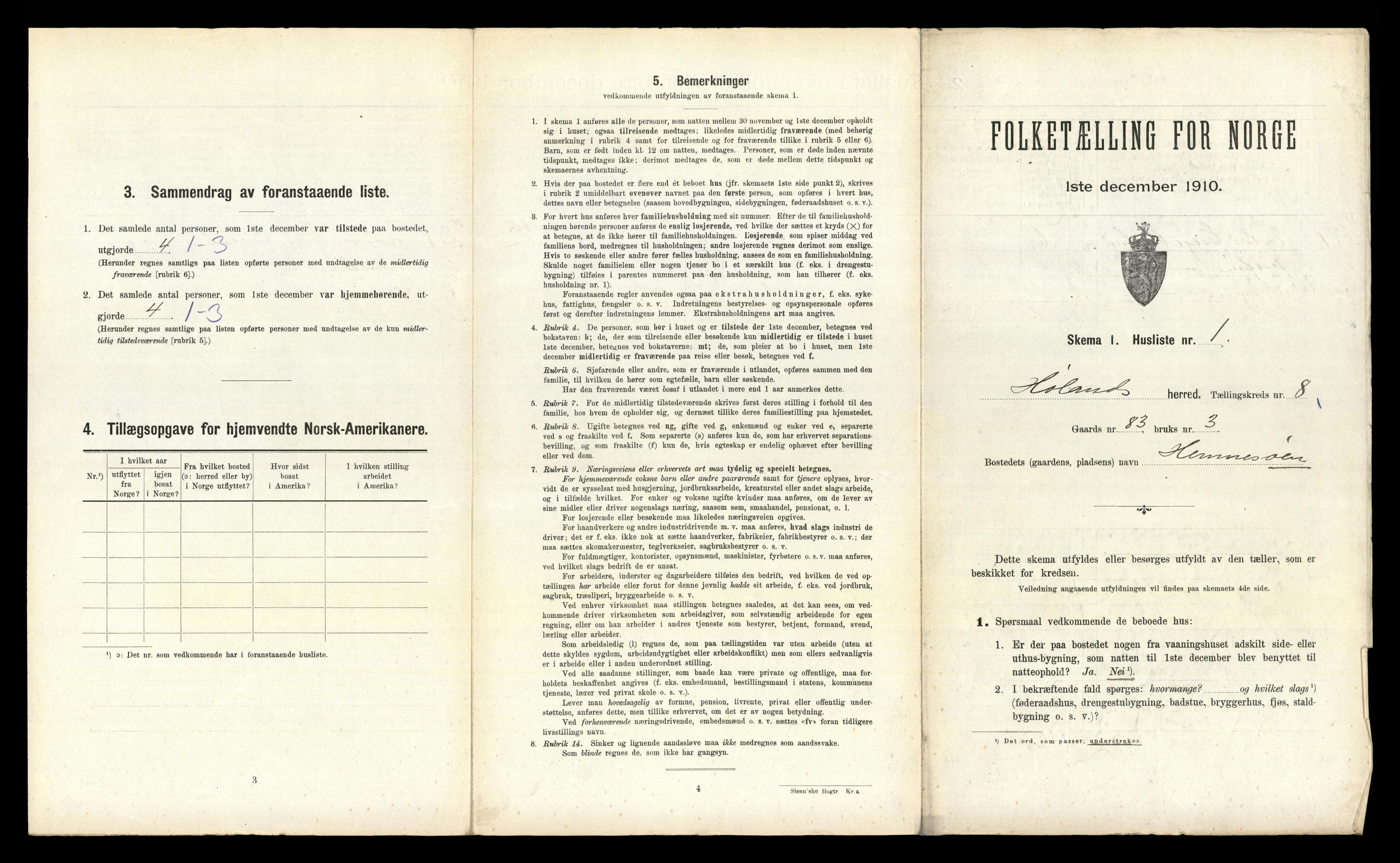 RA, 1910 census for Høland, 1910, p. 1305