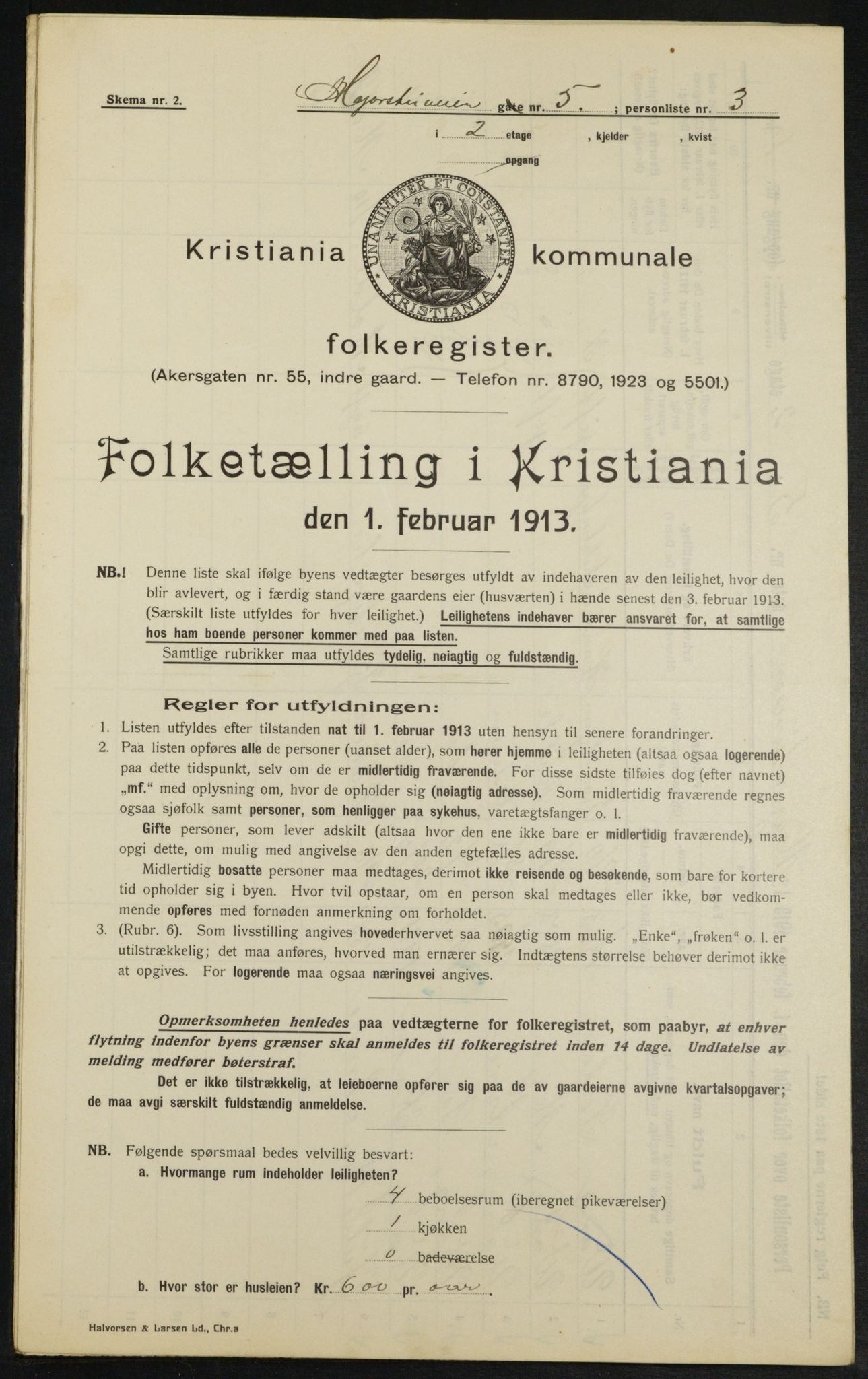 OBA, Municipal Census 1913 for Kristiania, 1913, p. 59414