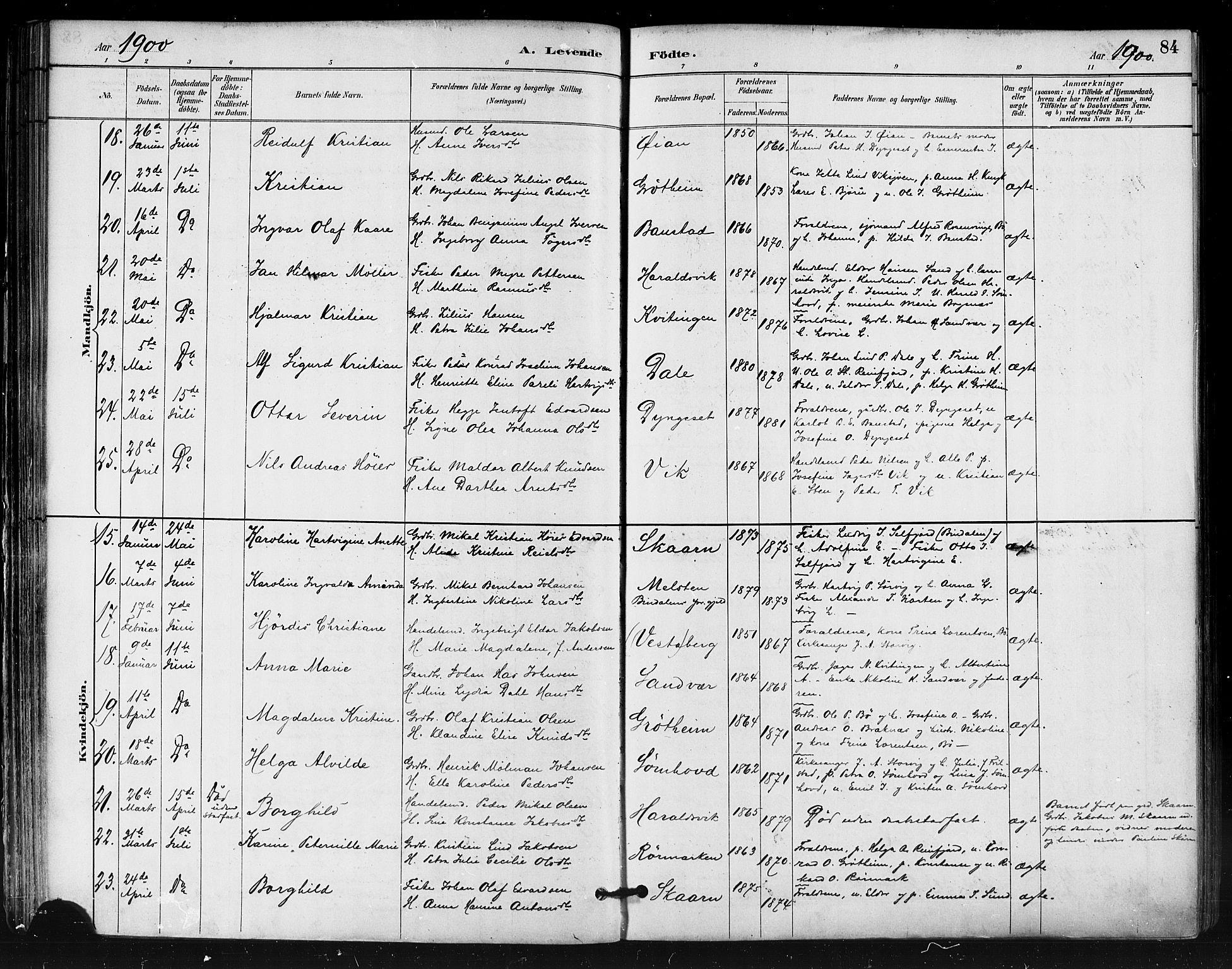 Ministerialprotokoller, klokkerbøker og fødselsregistre - Nordland, AV/SAT-A-1459/812/L0178: Parish register (official) no. 812A07, 1886-1900, p. 84