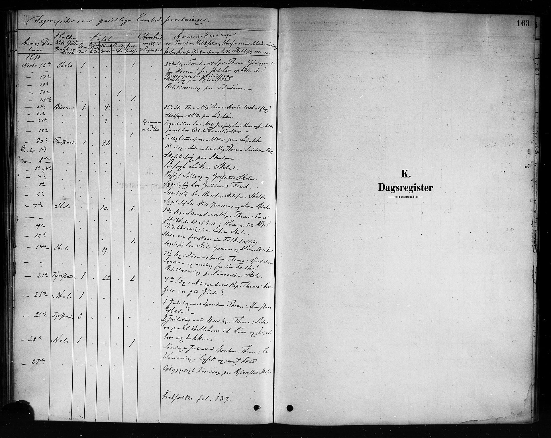 Hole kirkebøker, AV/SAKO-A-228/F/Fb/L0001: Parish register (official) no. II 1, 1878-1891, p. 163