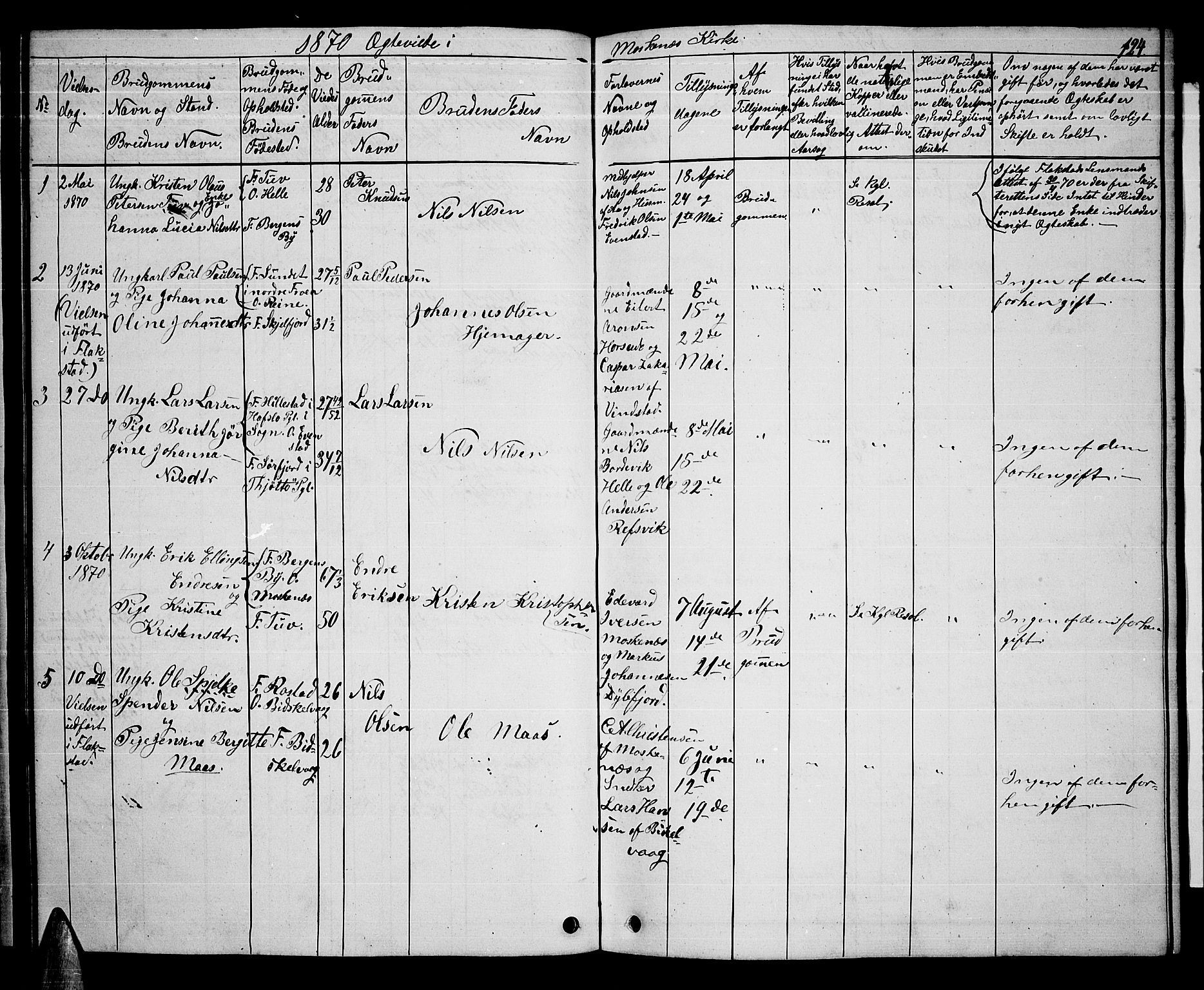 Ministerialprotokoller, klokkerbøker og fødselsregistre - Nordland, SAT/A-1459/886/L1224: Parish register (copy) no. 886C01, 1843-1873, p. 124