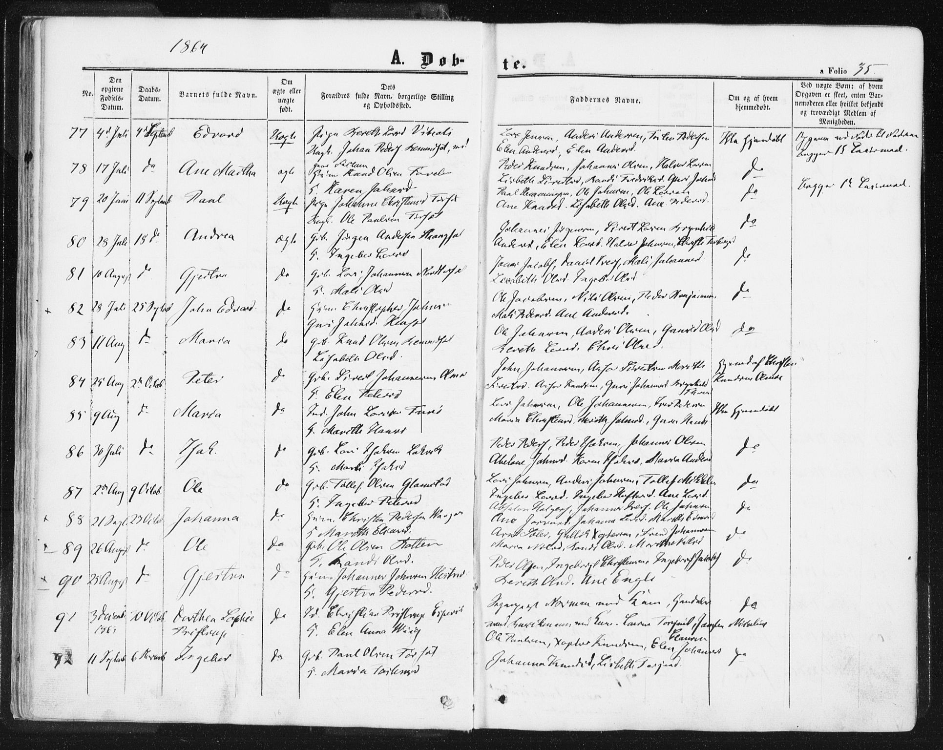 Ministerialprotokoller, klokkerbøker og fødselsregistre - Møre og Romsdal, AV/SAT-A-1454/578/L0905: Parish register (official) no. 578A04, 1859-1877, p. 35