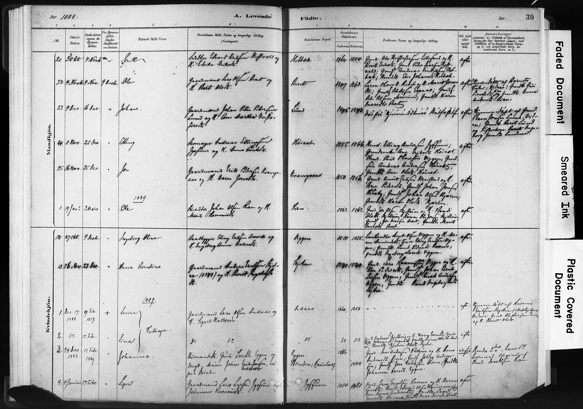 Ministerialprotokoller, klokkerbøker og fødselsregistre - Sør-Trøndelag, SAT/A-1456/665/L0773: Parish register (official) no. 665A08, 1879-1905, p. 39