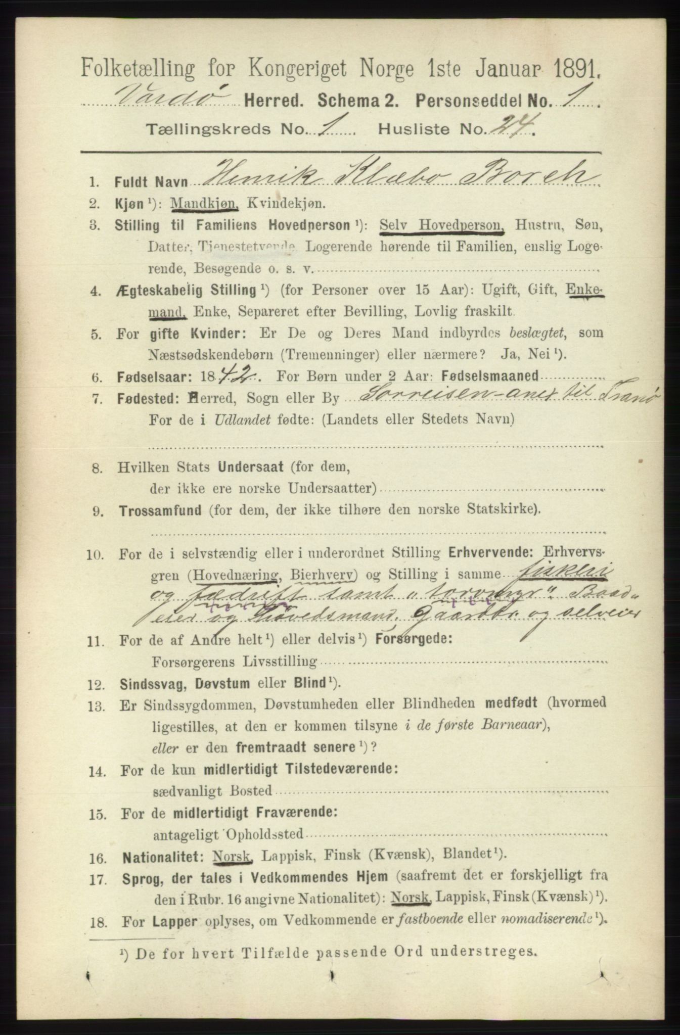 RA, 1891 census for 2028 Vardø, 1891, p. 183