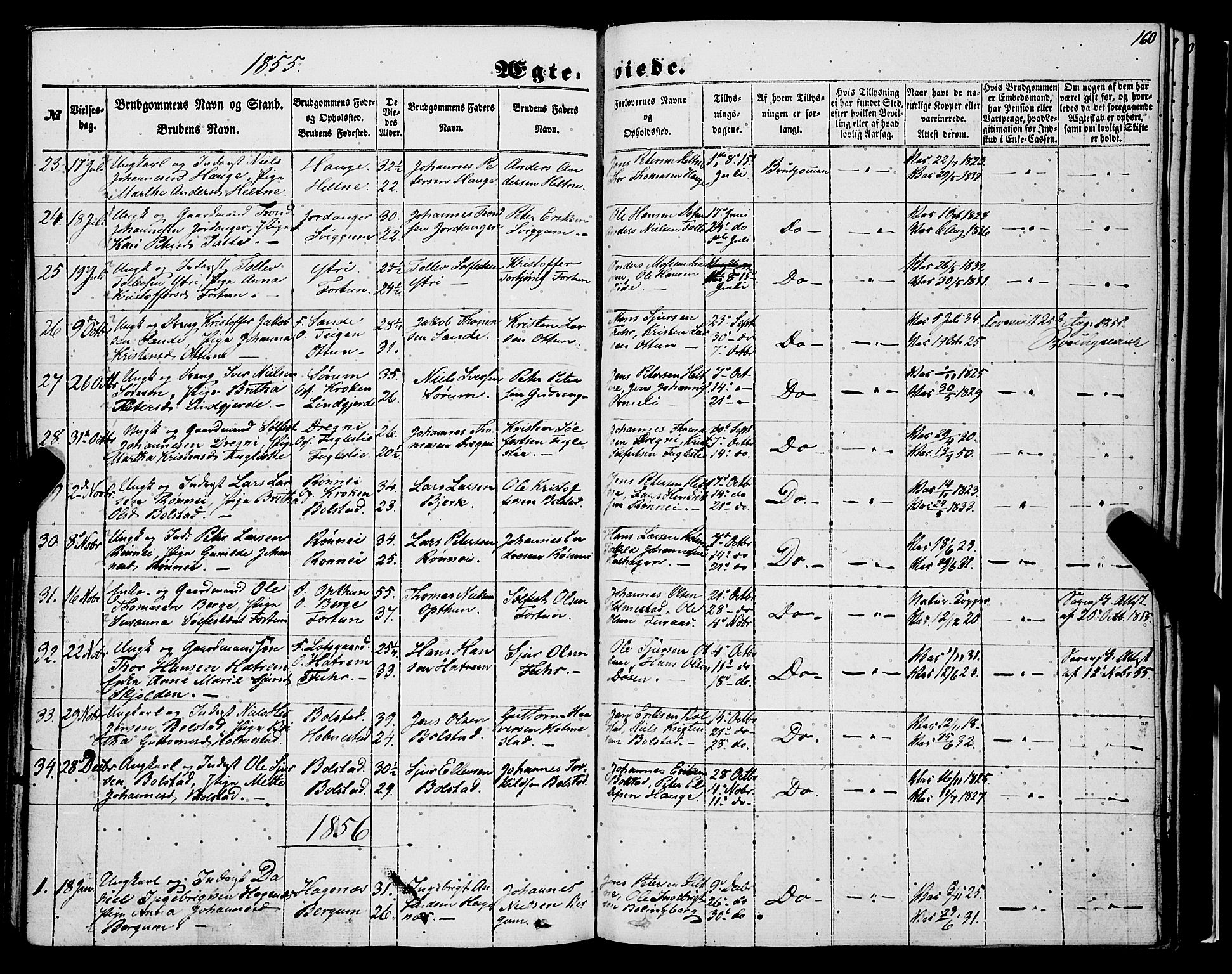 Luster sokneprestembete, SAB/A-81101/H/Haa/Haaa/L0007: Parish register (official) no. A 7, 1849-1859, p. 160