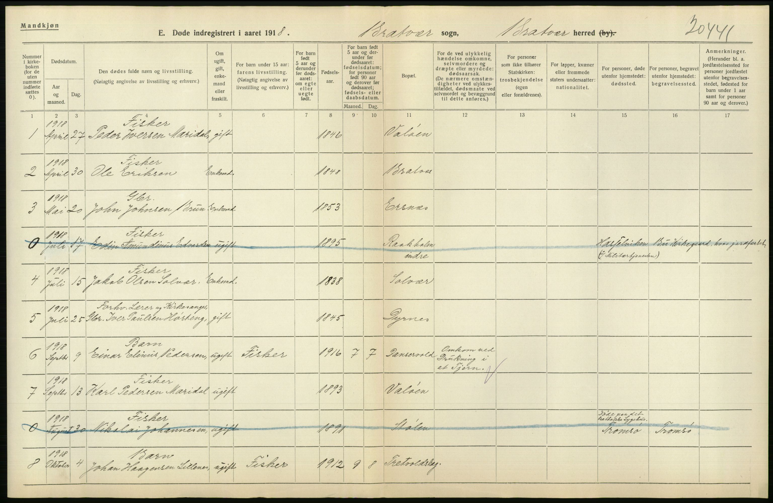 Statistisk sentralbyrå, Sosiodemografiske emner, Befolkning, RA/S-2228/D/Df/Dfb/Dfbh/L0045: Møre fylke: Døde. Bygder og byer., 1918, p. 566