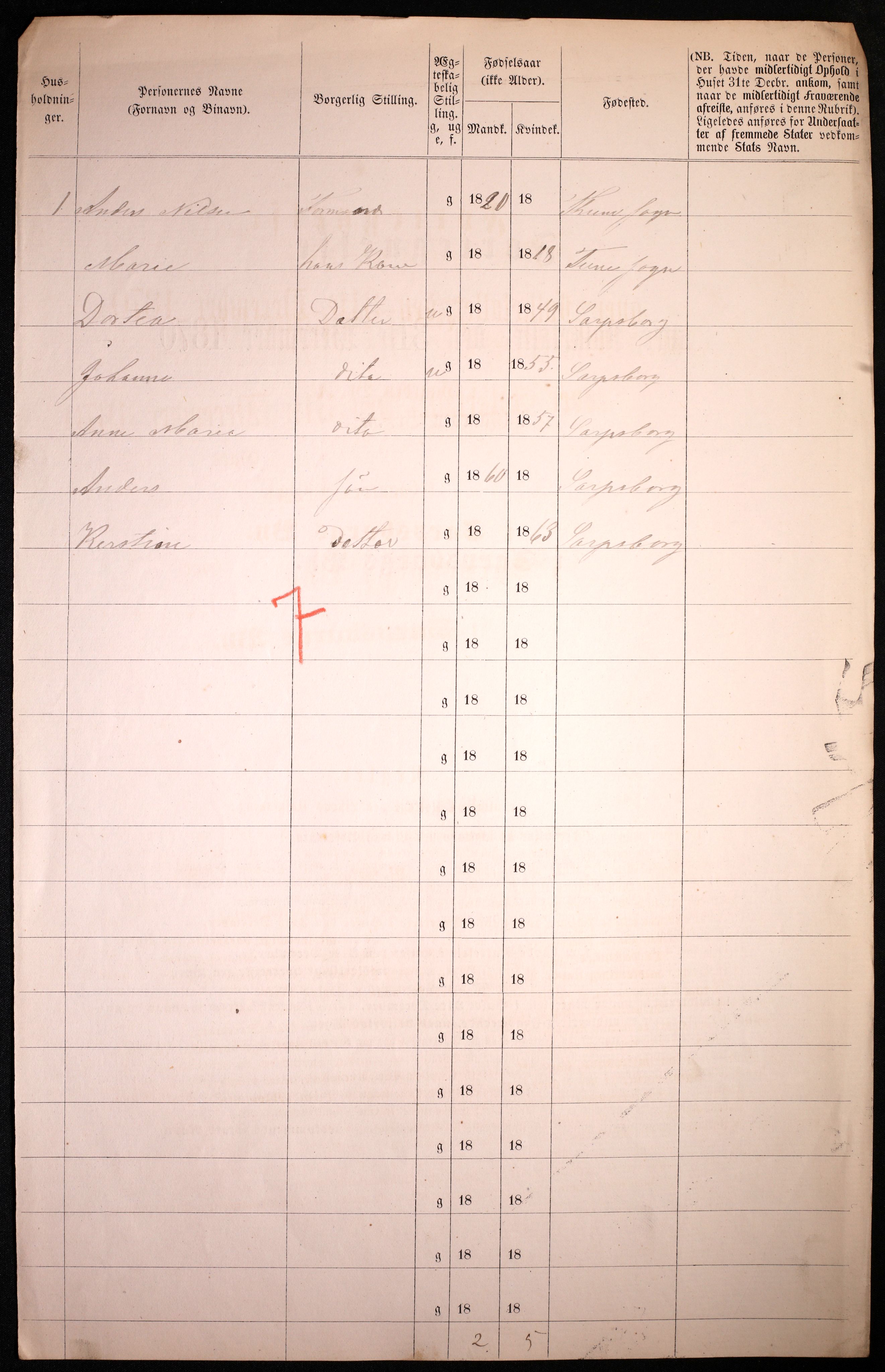 RA, 1870 census for 0102 Sarpsborg, 1870, p. 352