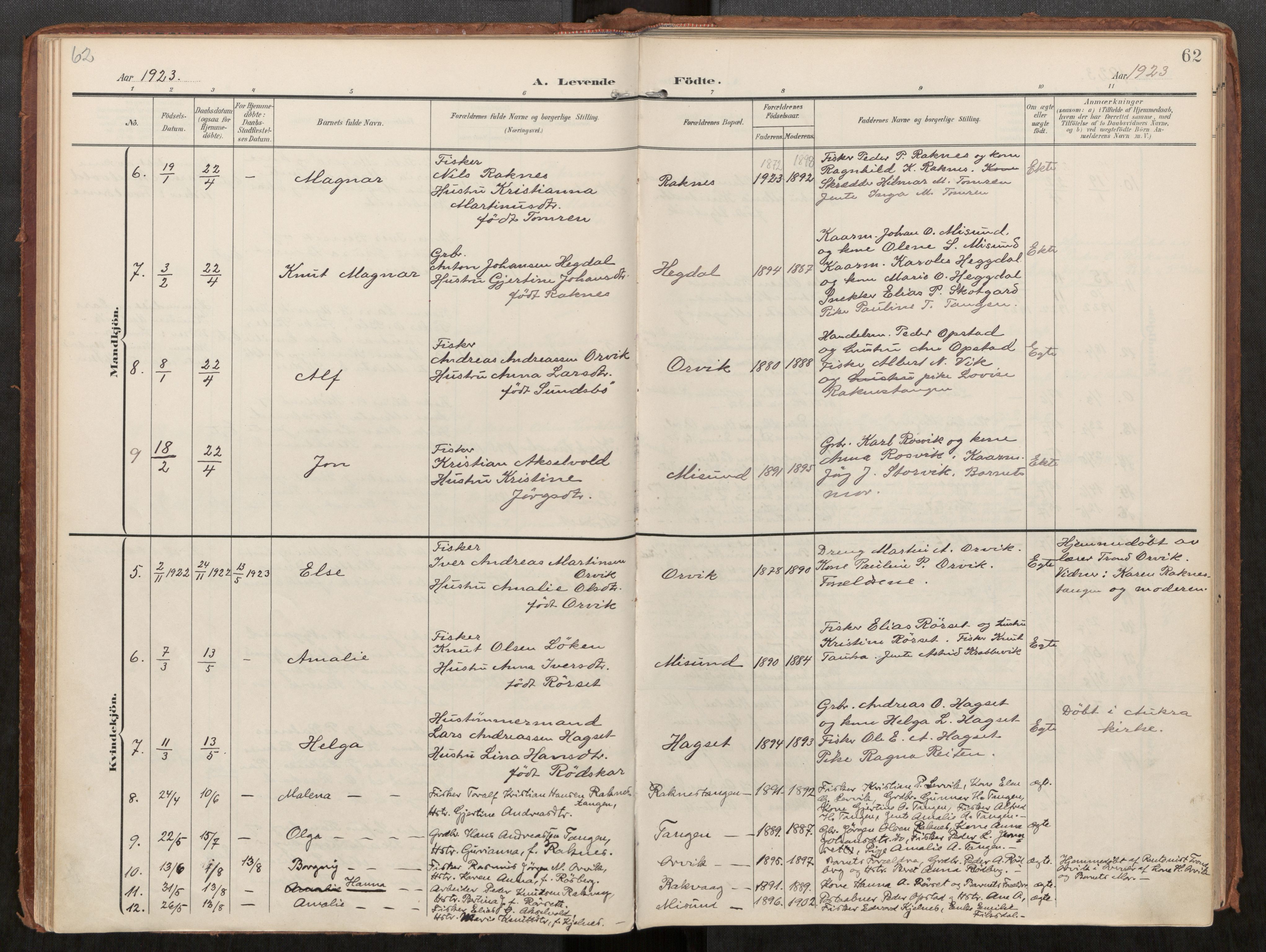 Ministerialprotokoller, klokkerbøker og fødselsregistre - Møre og Romsdal, AV/SAT-A-1454/563/L0740: Parish register (official) no. 563A02, 1903-1923, p. 62