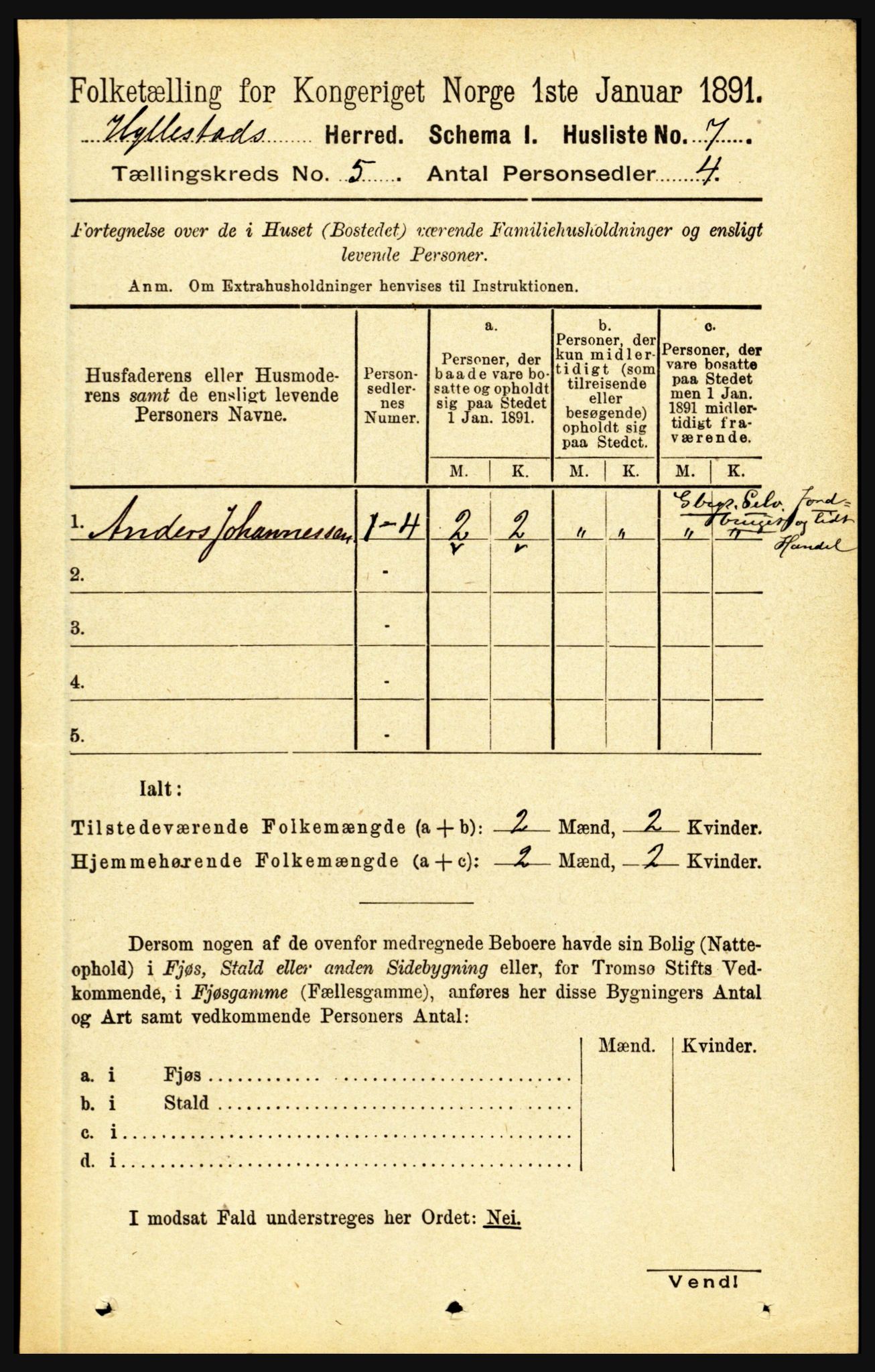 RA, 1891 census for 1413 Hyllestad, 1891, p. 782