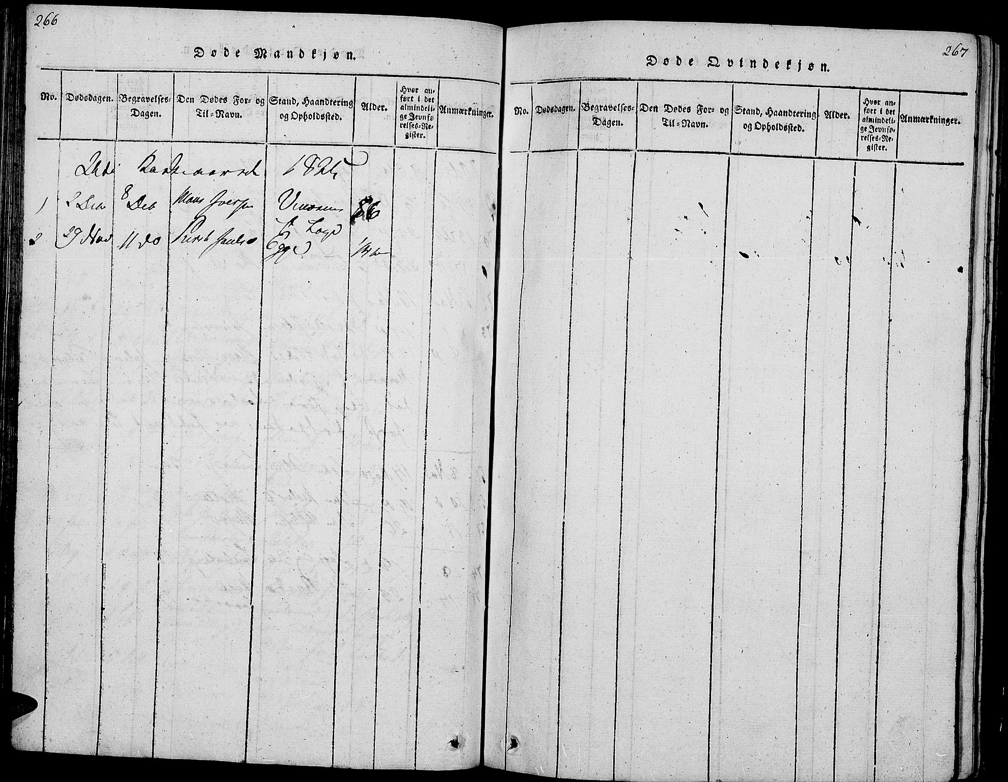 Gran prestekontor, AV/SAH-PREST-112/H/Ha/Hab/L0001: Parish register (copy) no. 1, 1815-1824, p. 266-267