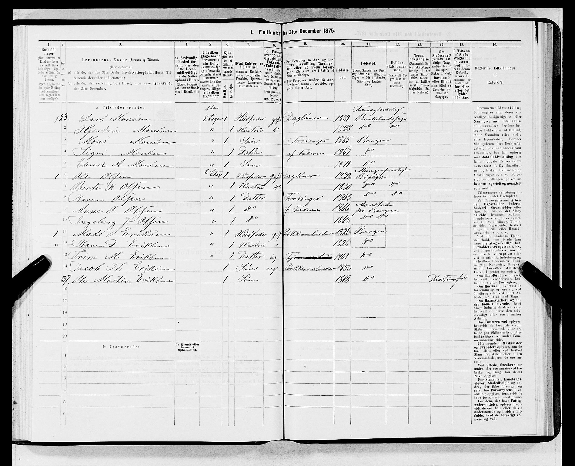 SAB, 1875 census for 1301 Bergen, 1875, p. 5579