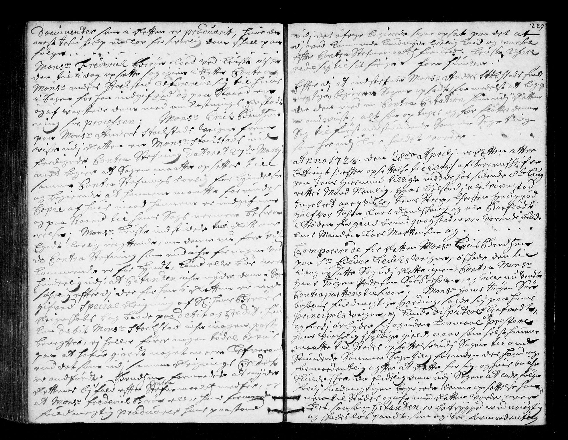 Lier, Røyken og Hurum sorenskriveri, SAKO/A-89/F/Fa/L0045: Tingbok, 1721-1724, p. 229
