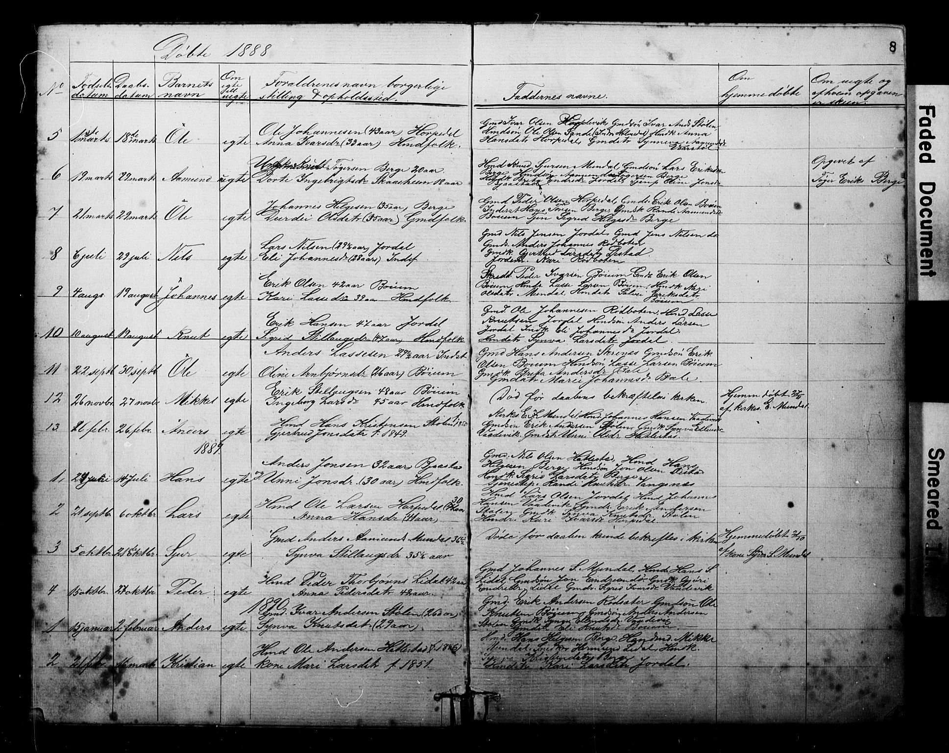 Balestrand sokneprestembete, AV/SAB-A-79601/H/Hab/Habb/L0001a: Parish register (copy) no. B 1a, 1880-1916, p. 8