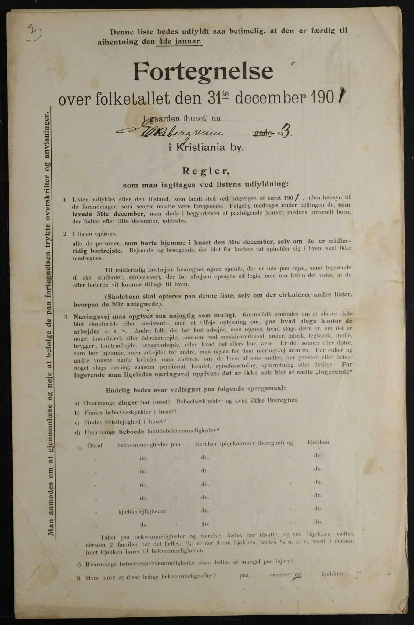 OBA, Municipal Census 1901 for Kristiania, 1901, p. 3192