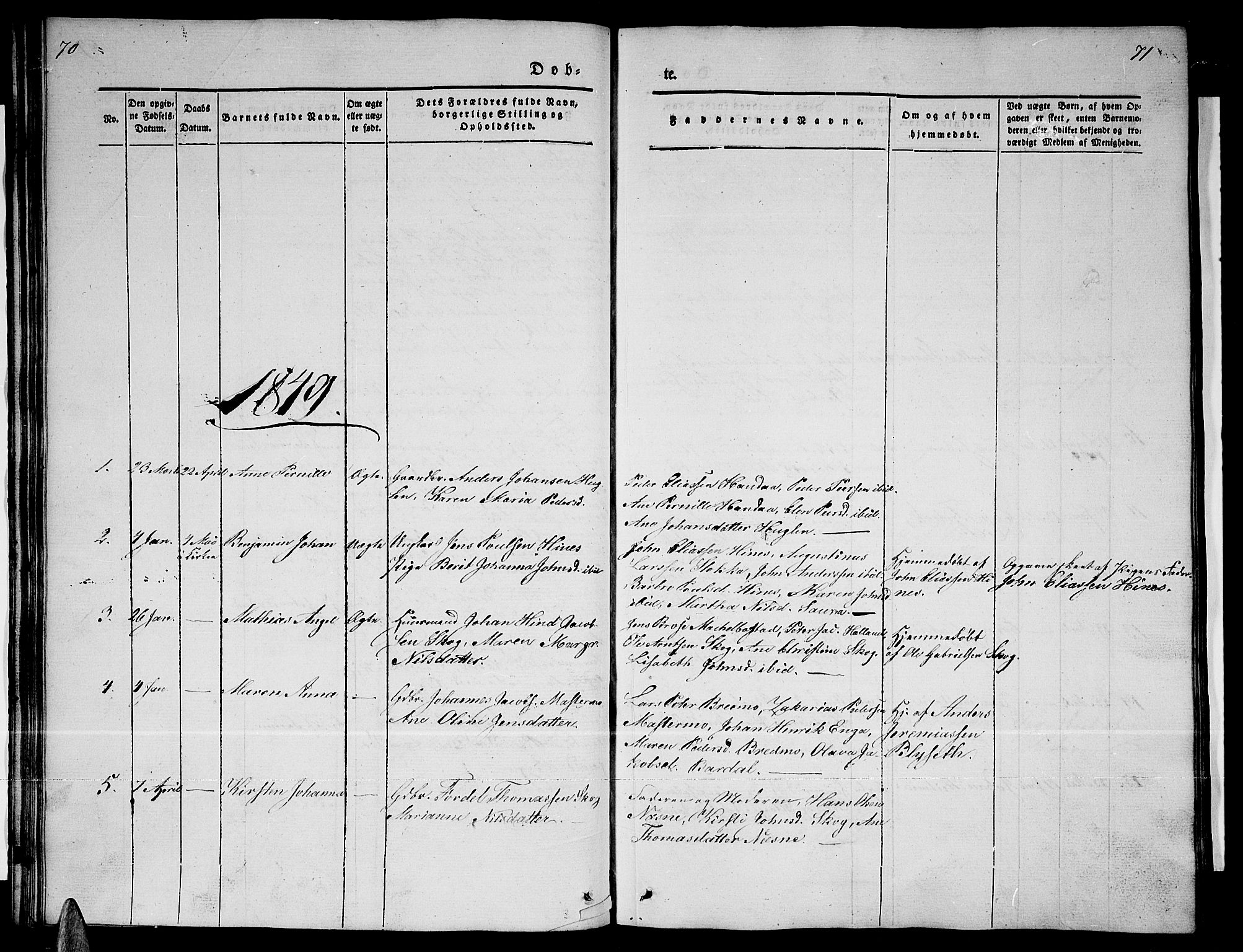 Ministerialprotokoller, klokkerbøker og fødselsregistre - Nordland, AV/SAT-A-1459/838/L0555: Parish register (copy) no. 838C02, 1842-1861, p. 70-71