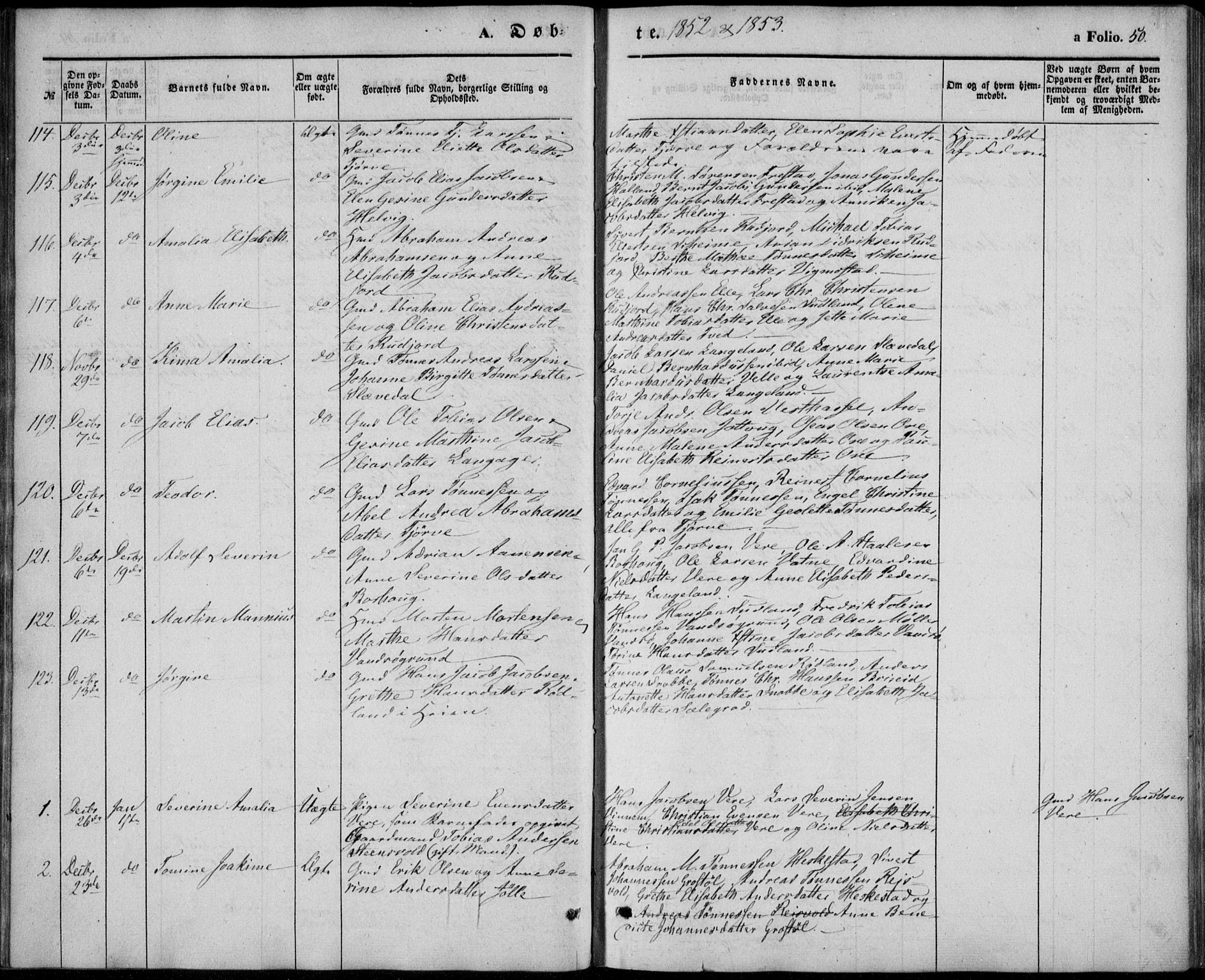 Lista sokneprestkontor, AV/SAK-1111-0027/F/Fb/L0002: Parish register (copy) no. B 2, 1847-1862, p. 50