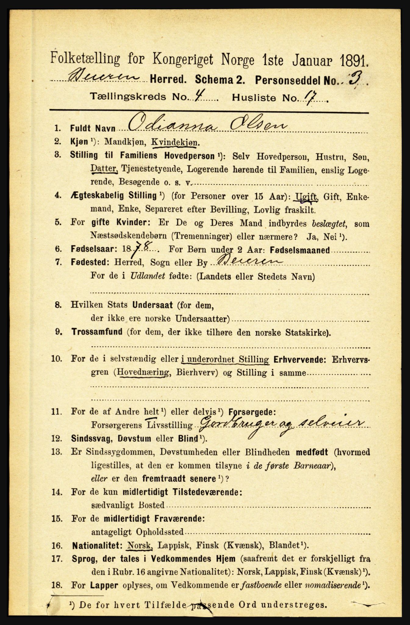 RA, 1891 census for 1839 Beiarn, 1891, p. 1597