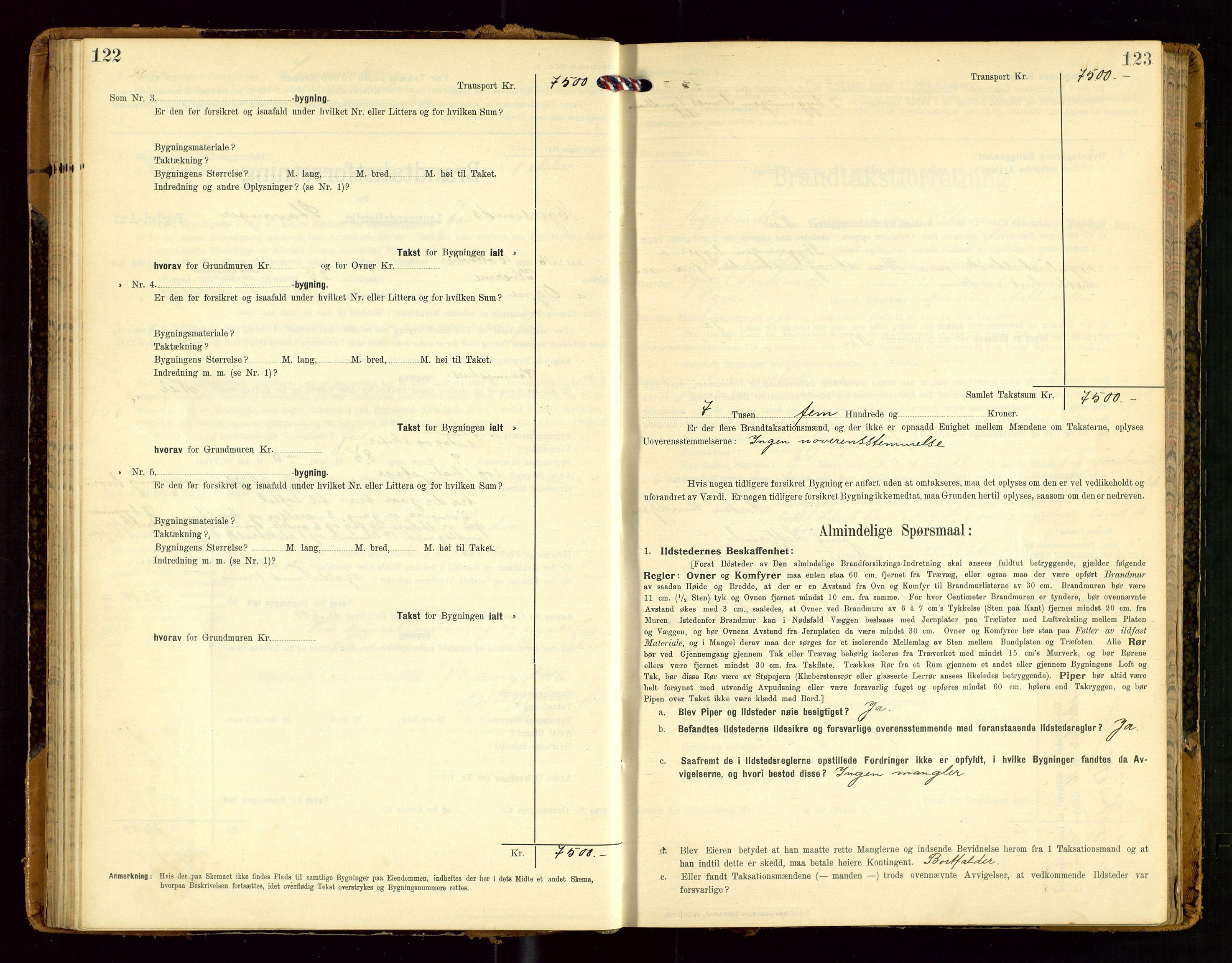 Eigersund lensmannskontor, SAST/A-100171/Gob/L0002: "Brandtakstprotokol", 1910-1916, p. 122-123