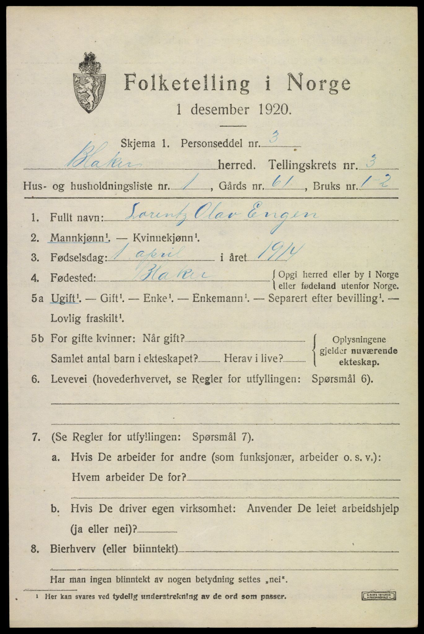 SAO, 1920 census for Blaker, 1920, p. 2241