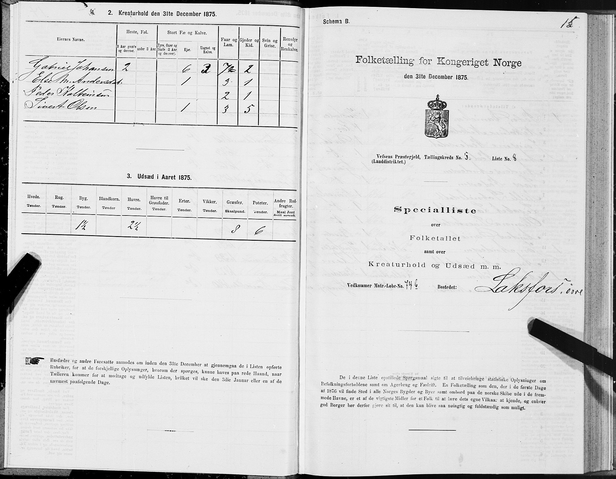 SAT, 1875 census for 1824L Vefsn/Vefsn, 1875, p. 2015