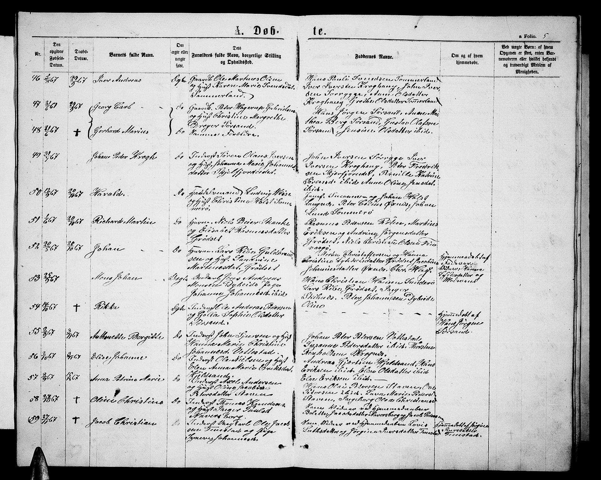 Ministerialprotokoller, klokkerbøker og fødselsregistre - Nordland, SAT/A-1459/893/L1348: Parish register (copy) no. 893C03, 1867-1877, p. 5