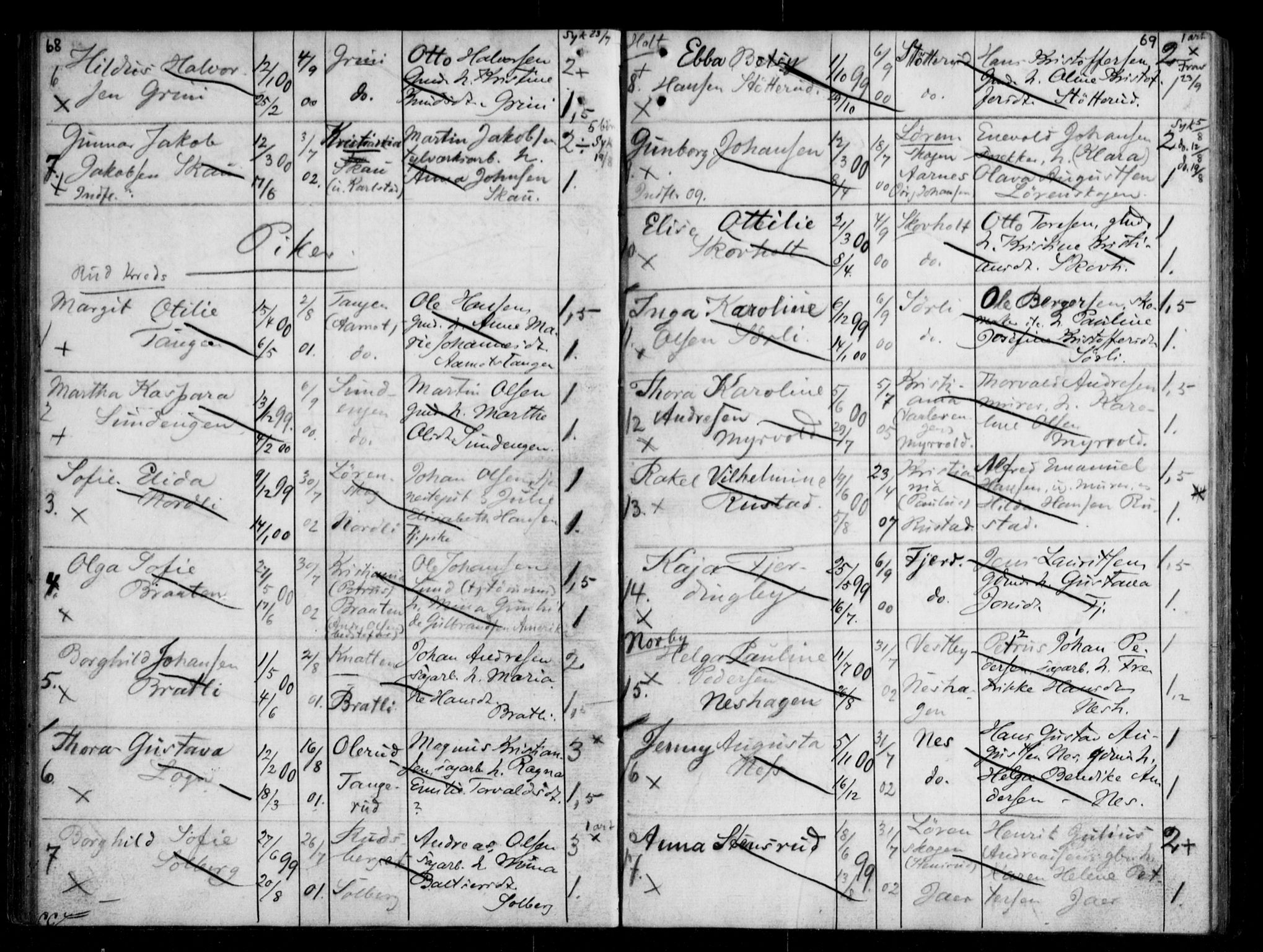 Fet prestekontor Kirkebøker, SAO/A-10370a/H/Ha/L0001: Banns register no. 1, 1906-1919, p. 68-69