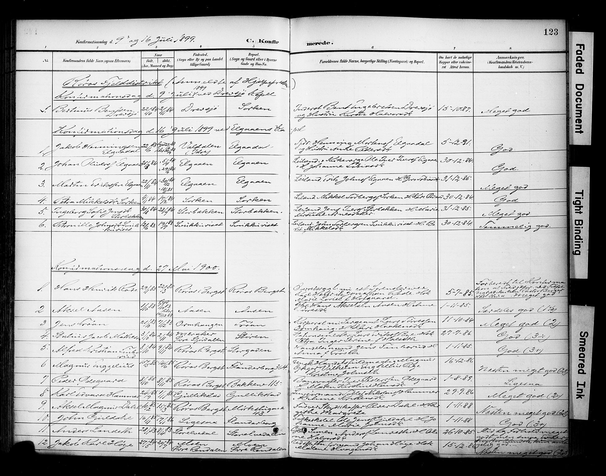 Ministerialprotokoller, klokkerbøker og fødselsregistre - Sør-Trøndelag, AV/SAT-A-1456/681/L0936: Parish register (official) no. 681A14, 1899-1908, p. 123
