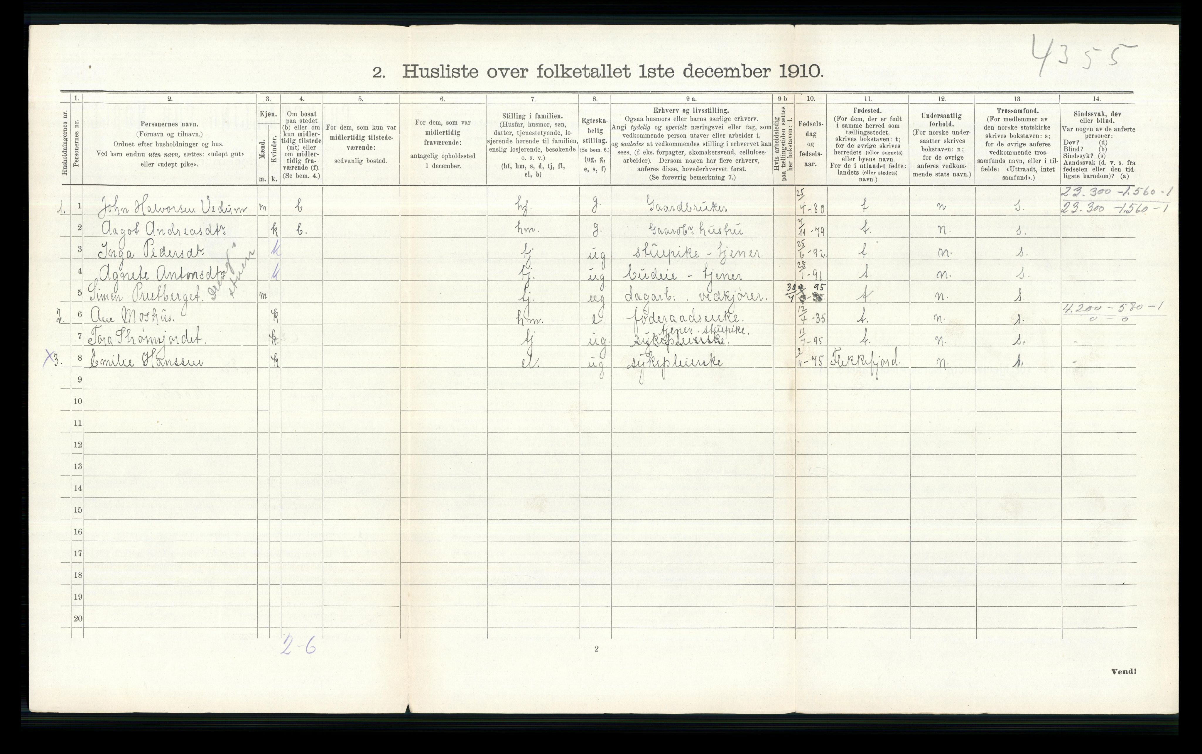 RA, 1910 census for Øyer, 1910, p. 184