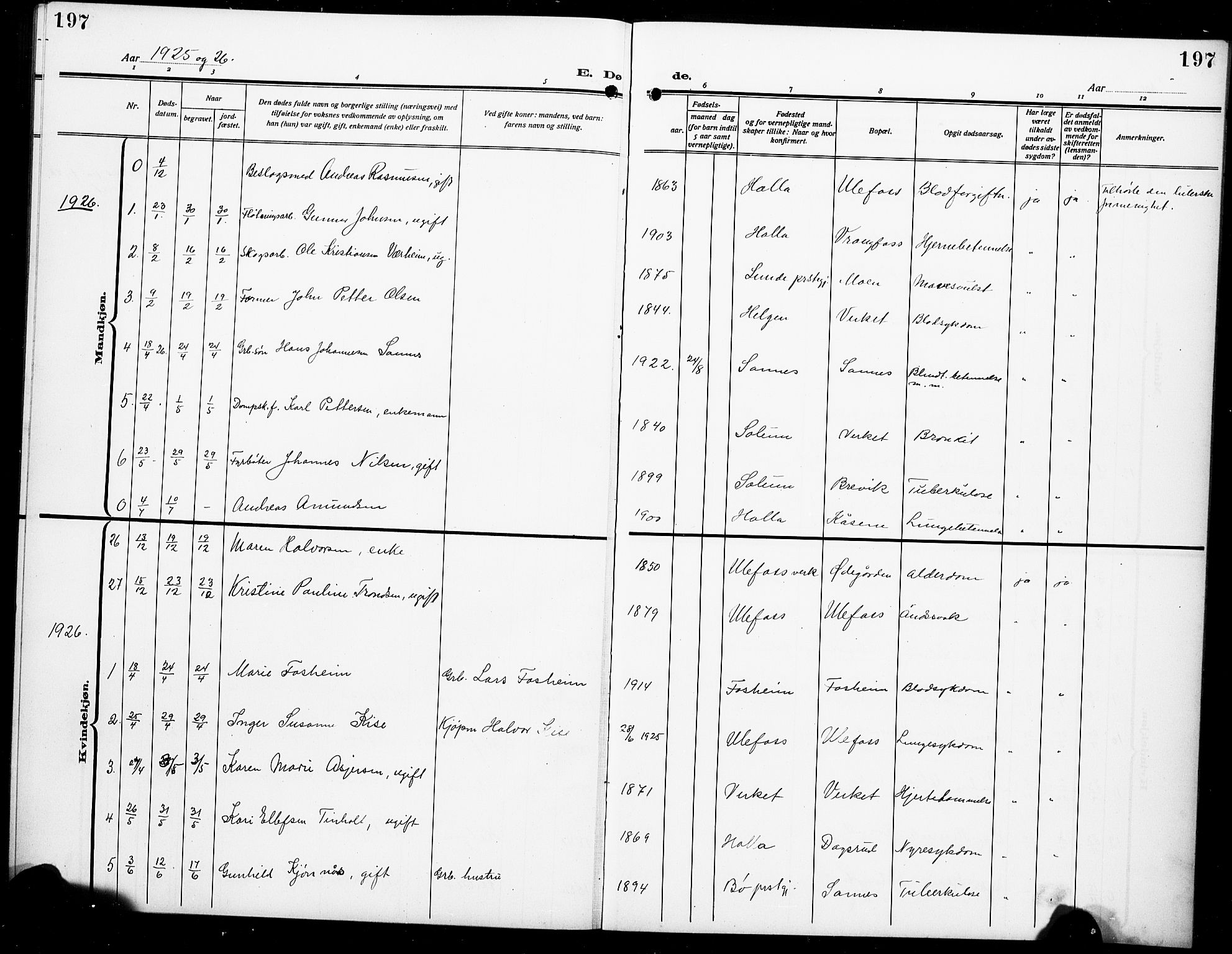 Holla kirkebøker, SAKO/A-272/G/Ga/L0006: Parish register (copy) no. I 6, 1917-1928, p. 197