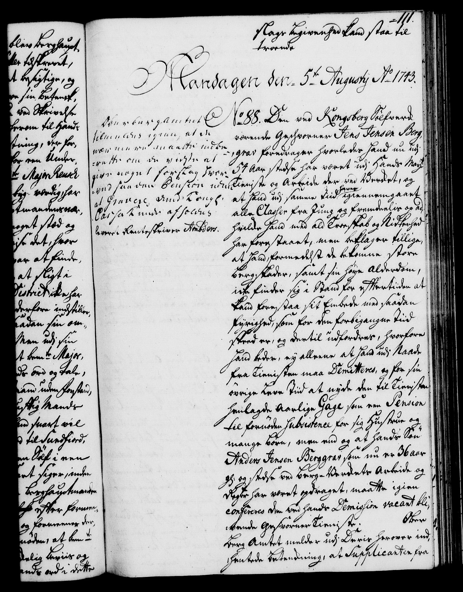 Rentekammeret, Kammerkanselliet, RA/EA-3111/G/Gh/Gha/L0025: Norsk ekstraktmemorialprotokoll (merket RK 53.70), 1743-1744, p. 111