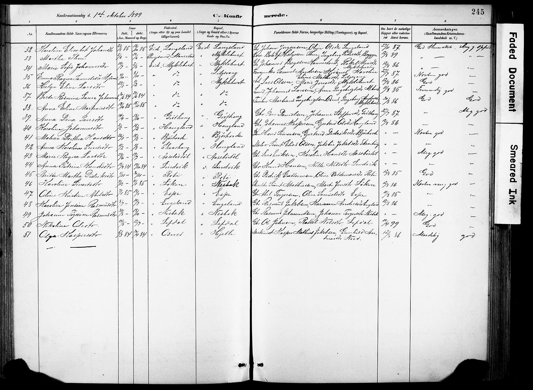 Eid sokneprestembete, AV/SAB-A-82301/H/Hab/Habb/L0002: Parish register (copy) no. B 2, 1882-1907, p. 245