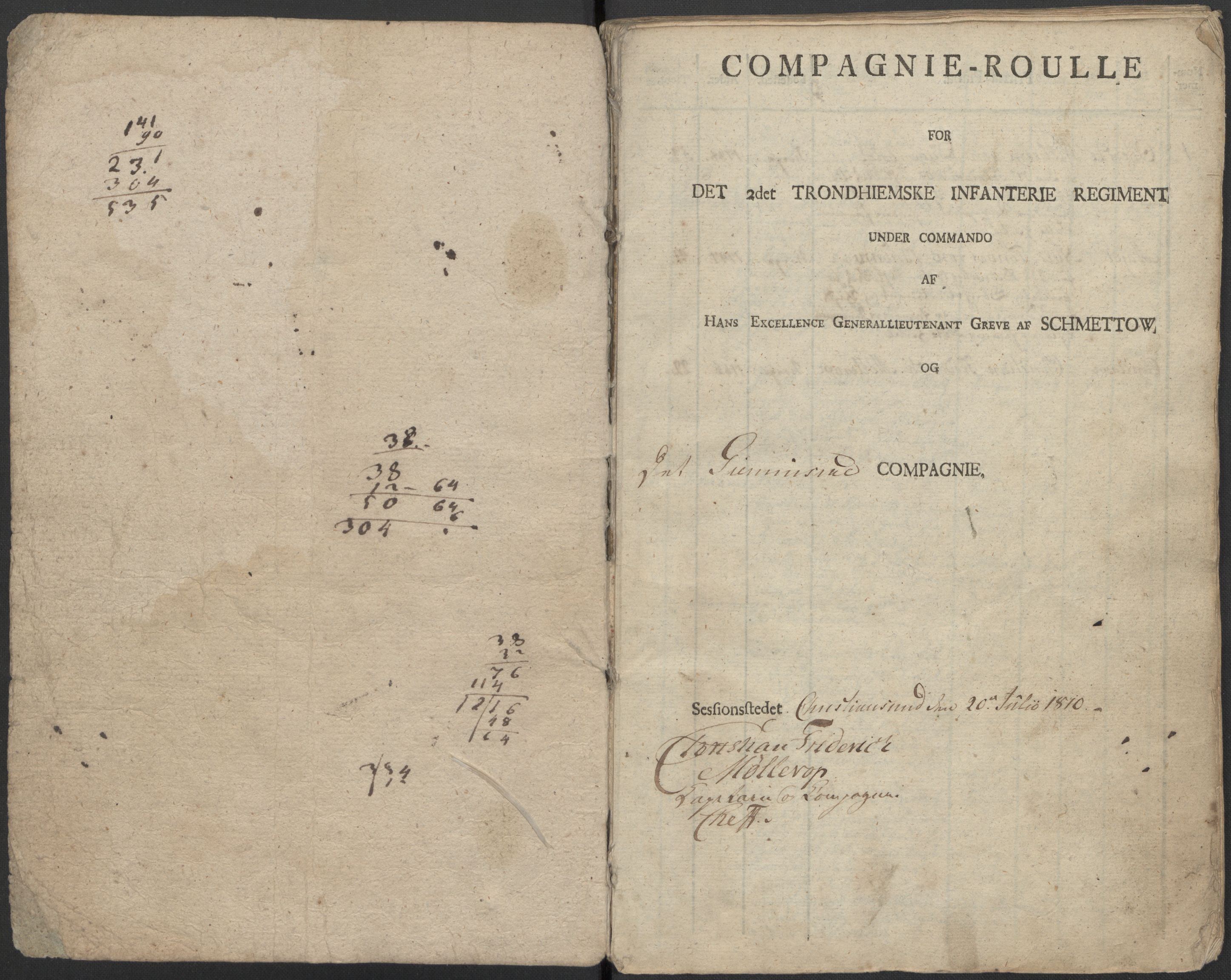 Generalitets- og kommissariatskollegiet, Det kongelige norske kommissariatskollegium, AV/RA-EA-5420/E/Eh/L0083c: 2. Trondheimske nasjonale infanteriregiment, 1810, p. 238