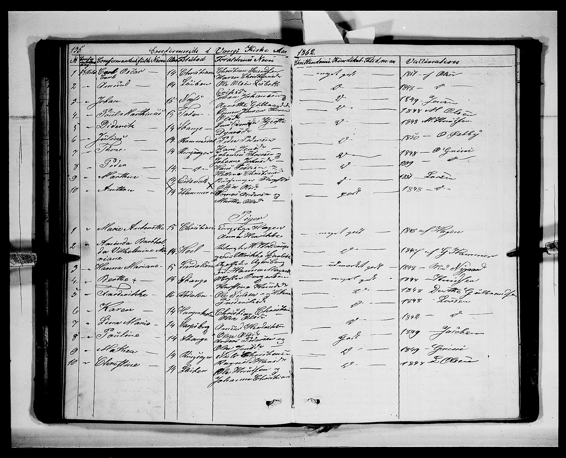 Vang prestekontor, Hedmark, SAH/PREST-008/H/Ha/Hab/L0011: Parish register (copy) no. 11, 1855-1878, p. 135
