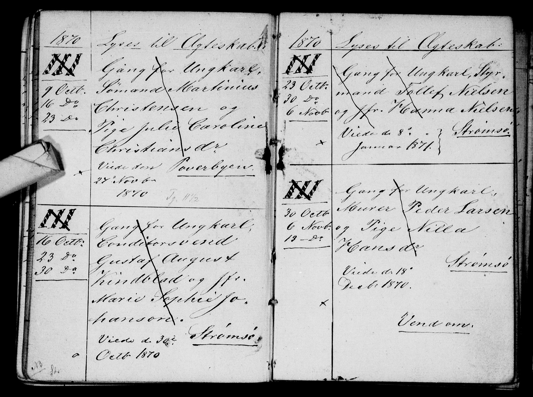 Strømsø kirkebøker, AV/SAKO-A-246/H/Ha/L0003: Banns register no. 3, 1866-1874