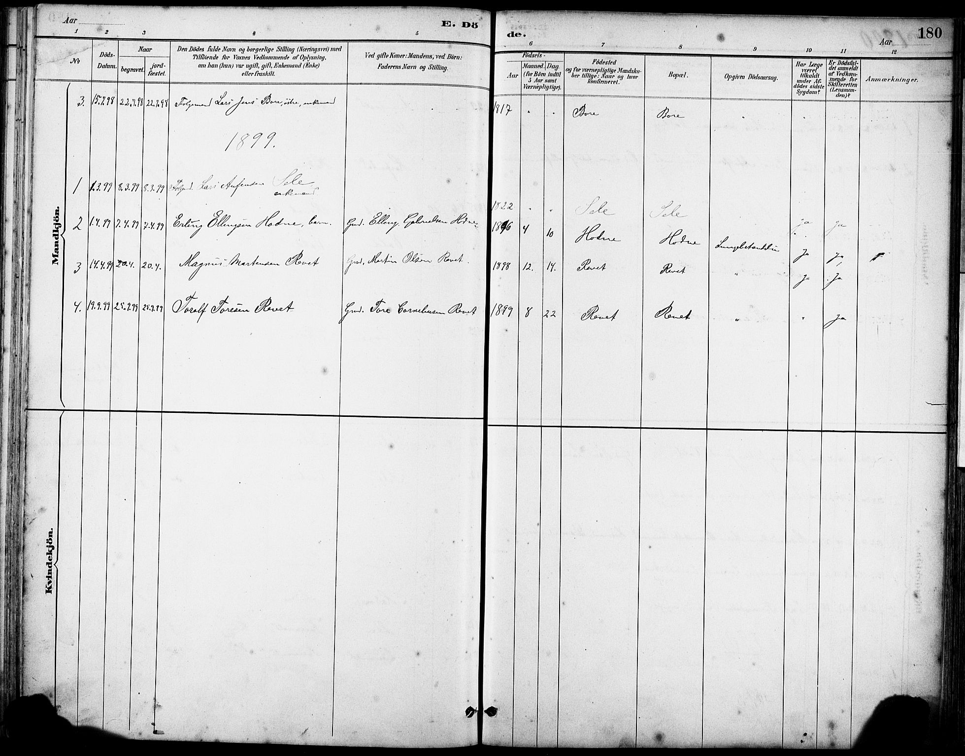 Klepp sokneprestkontor, SAST/A-101803/001/3/30BA/L0008: Parish register (official) no. A 9, 1886-1919, p. 180