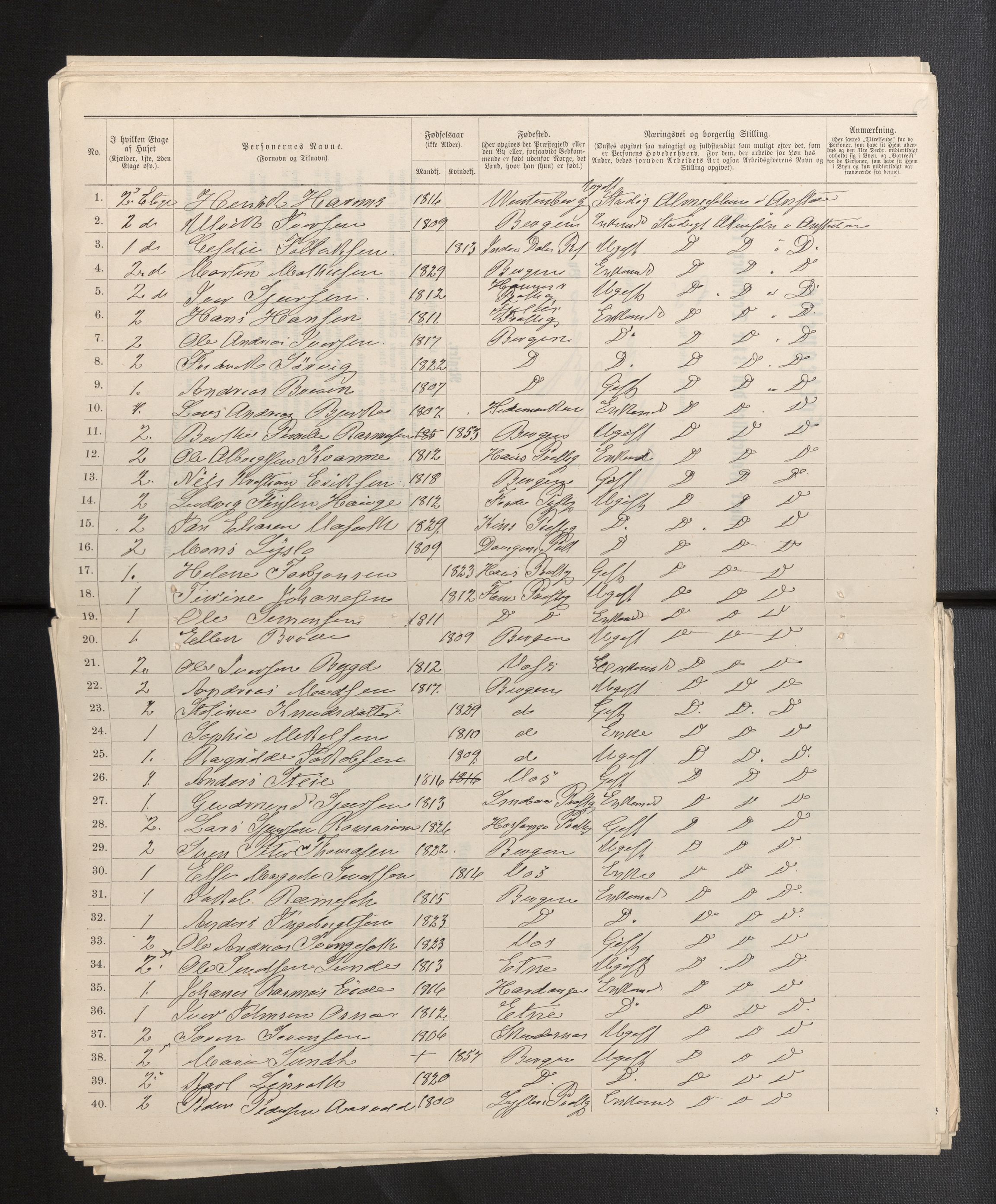 SAB, 1885 census for 1301 Bergen, 1885, p. 144