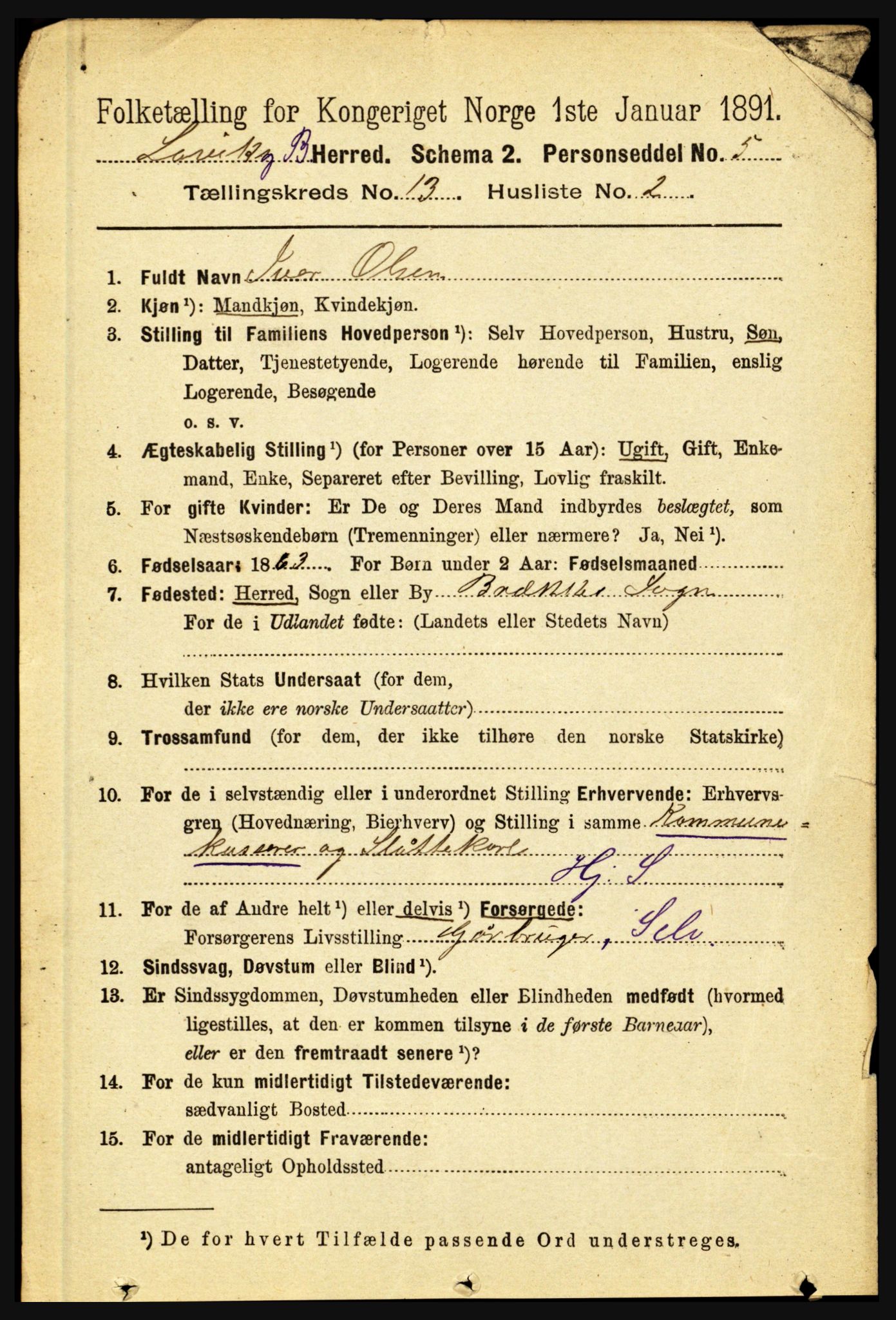 RA, 1891 census for 1415 Lavik og Brekke, 1891, p. 2528