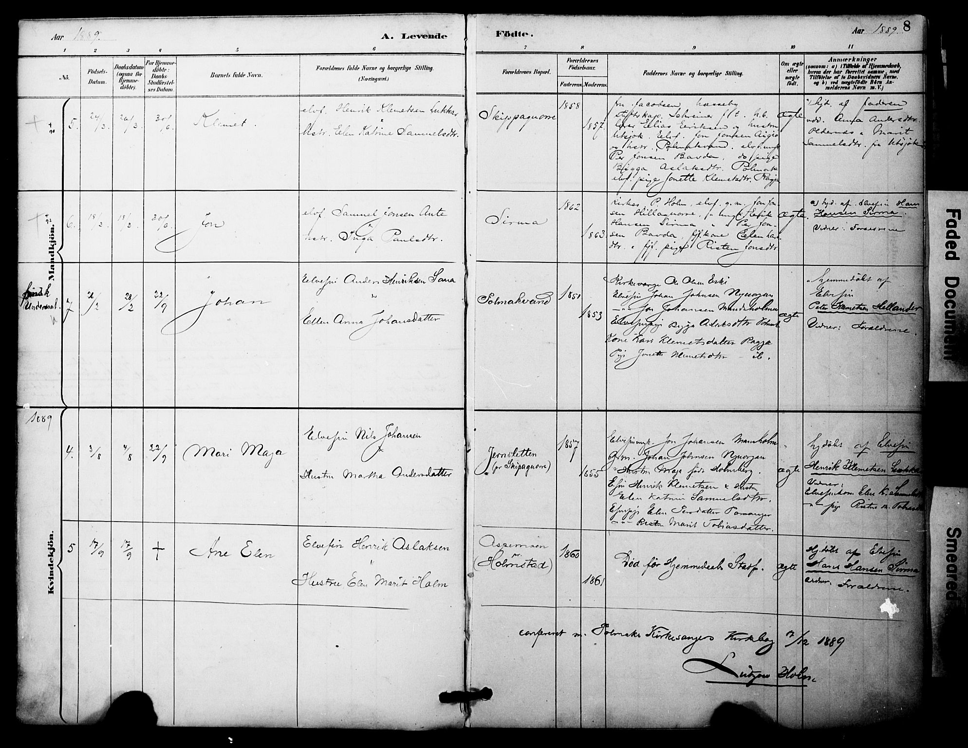 Nesseby sokneprestkontor, AV/SATØ-S-1330/H/Ha/L0005kirke: Parish register (official) no. 5, 1885-1906, p. 8