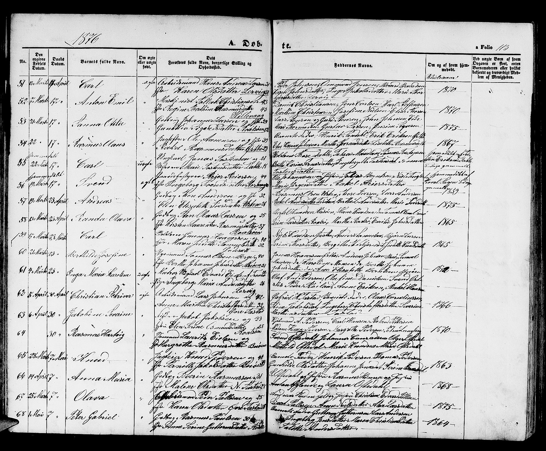 Hetland sokneprestkontor, SAST/A-101826/30/30BB/L0003: Parish register (copy) no. B 3, 1863-1877, p. 113
