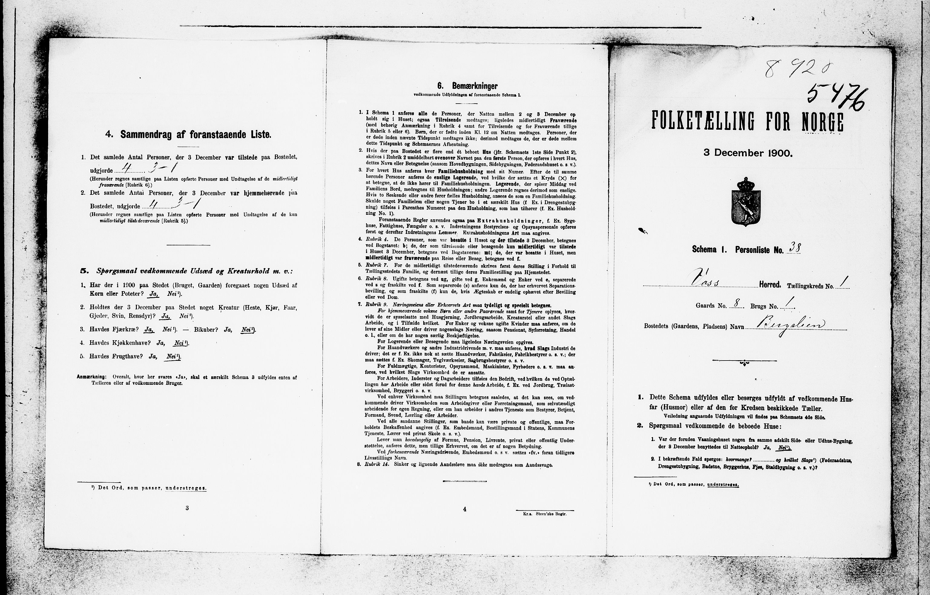 SAB, 1900 census for Voss, 1900, p. 50