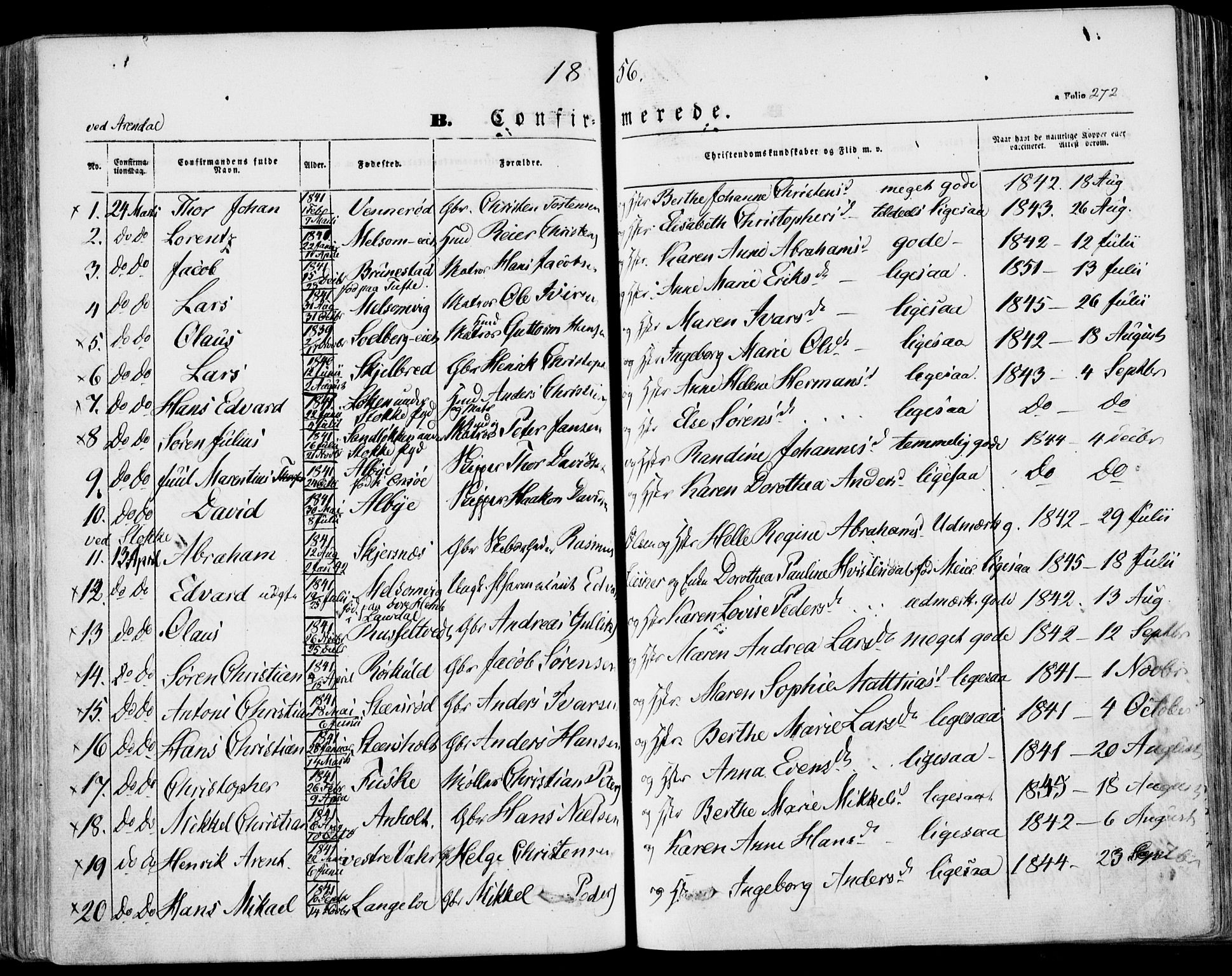 Stokke kirkebøker, AV/SAKO-A-320/F/Fa/L0007: Parish register (official) no. I 7, 1844-1857, p. 272