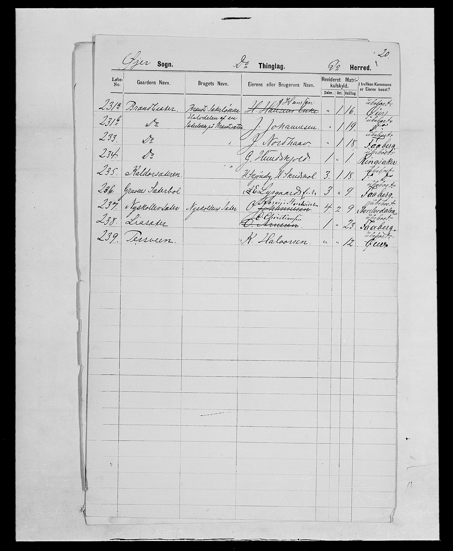 SAH, 1875 census for 0521P Øyer, 1875, p. 84