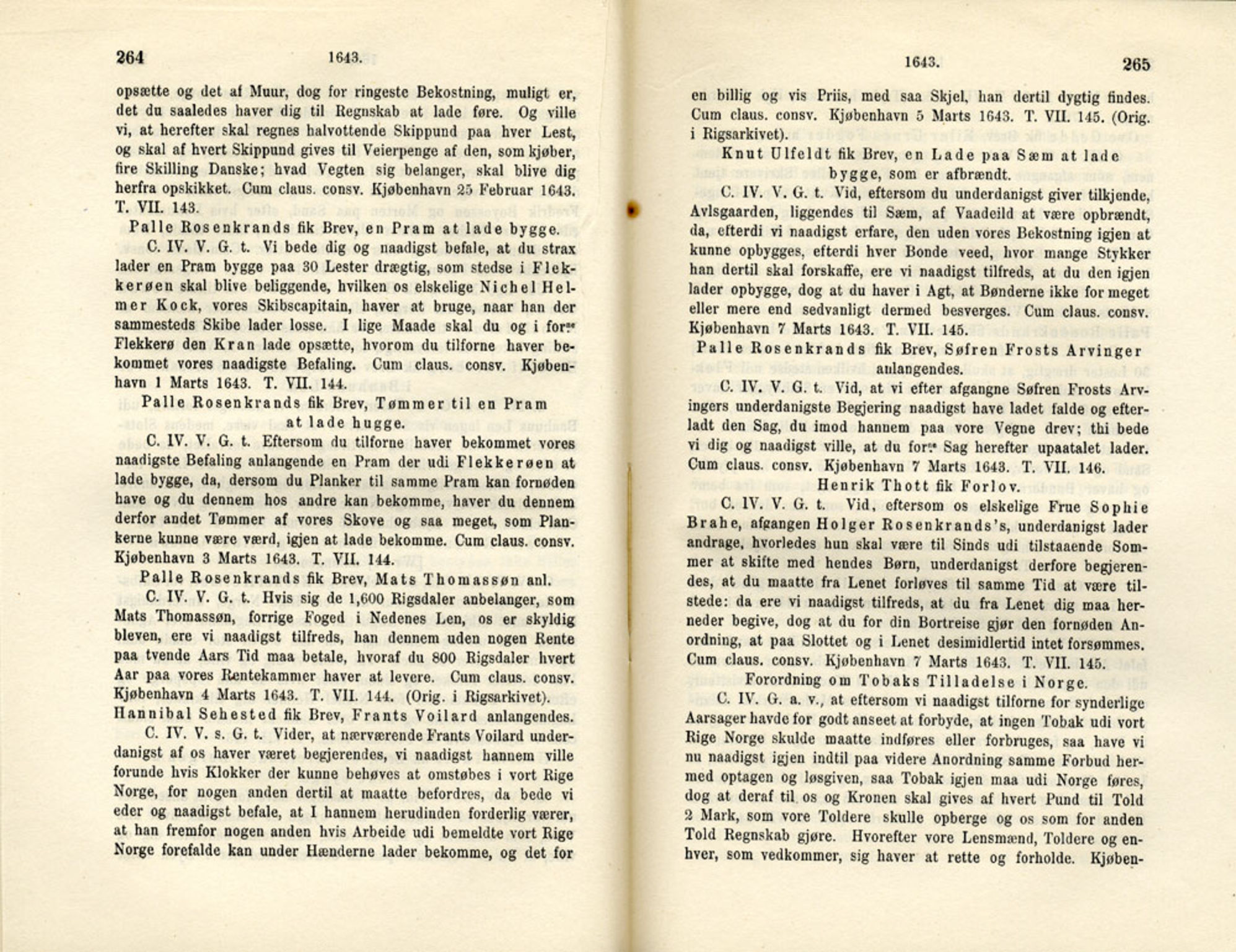 Publikasjoner utgitt av Det Norske Historiske Kildeskriftfond, PUBL/-/-/-: Norske Rigs-Registranter, bind 8, 1641-1648, p. 264-265