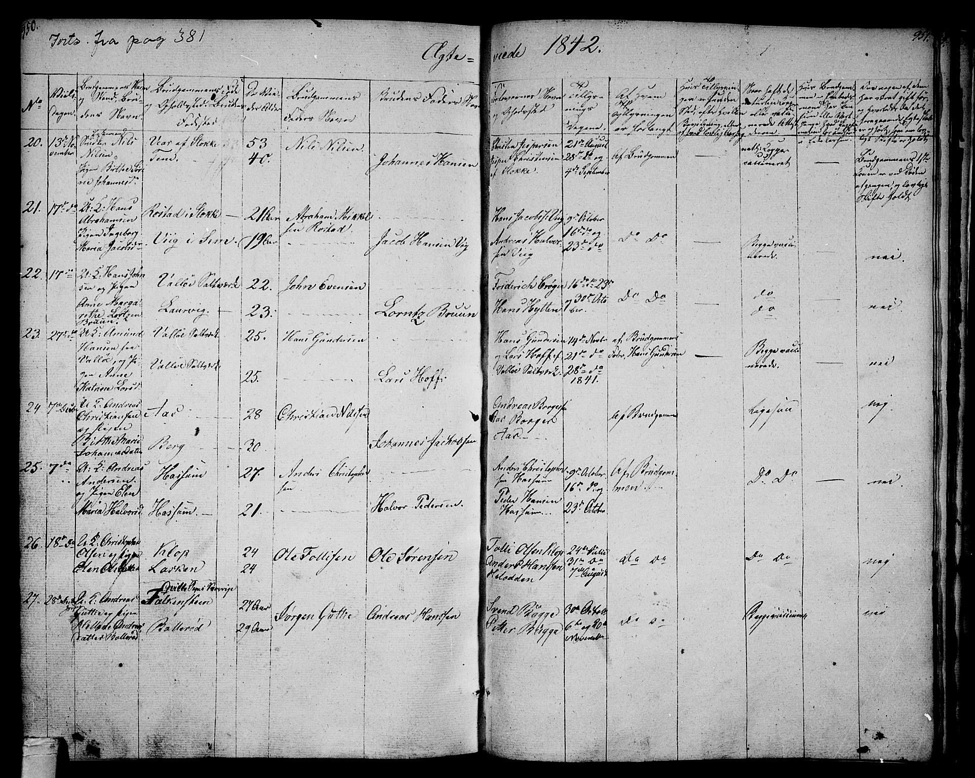 Sem kirkebøker, AV/SAKO-A-5/F/Fa/L0005: Parish register (official) no. I 5, 1825-1842, p. 950-951