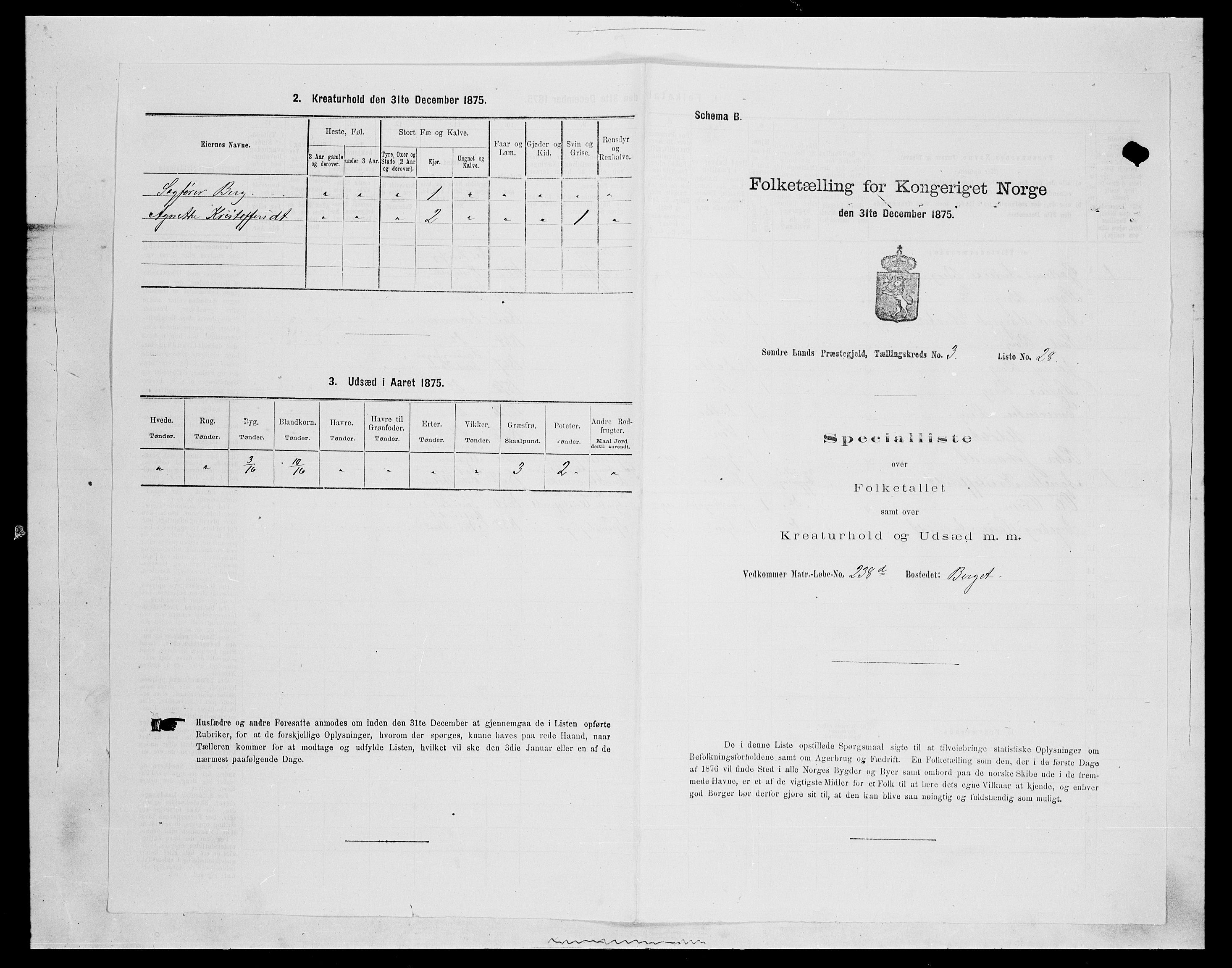 SAH, 1875 census for 0536P Søndre Land, 1875, p. 508