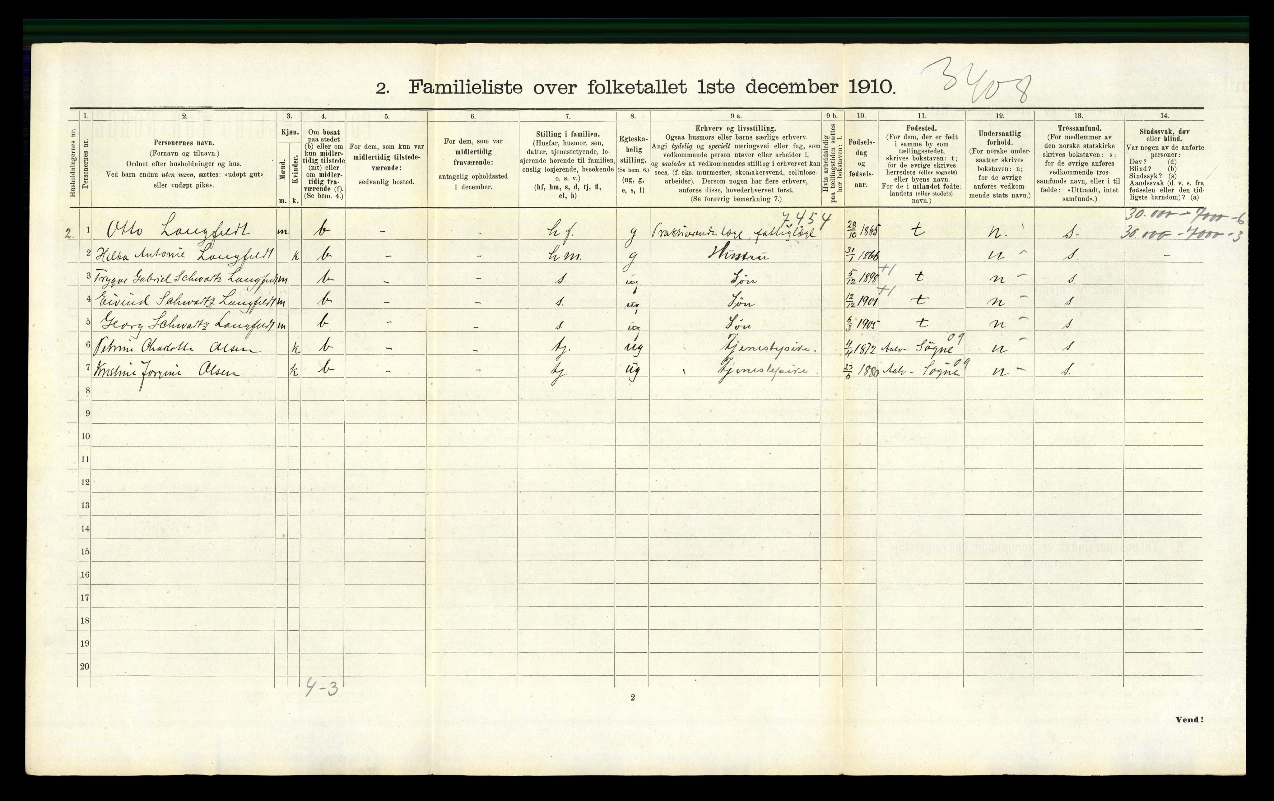 RA, 1910 census for Kristiansand, 1910, p. 2471