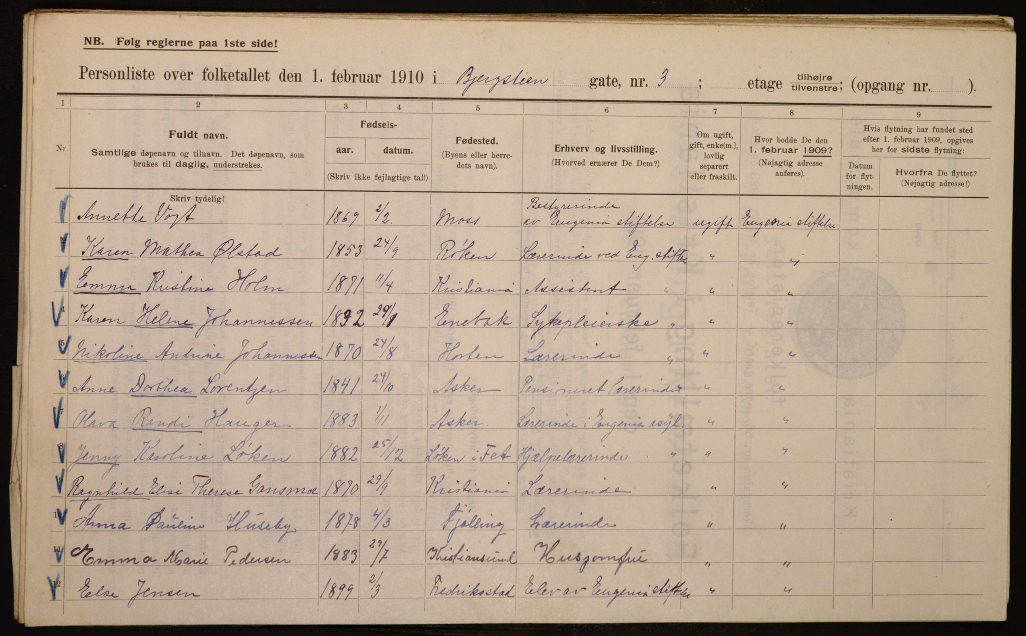 OBA, Municipal Census 1910 for Kristiania, 1910, p. 4193